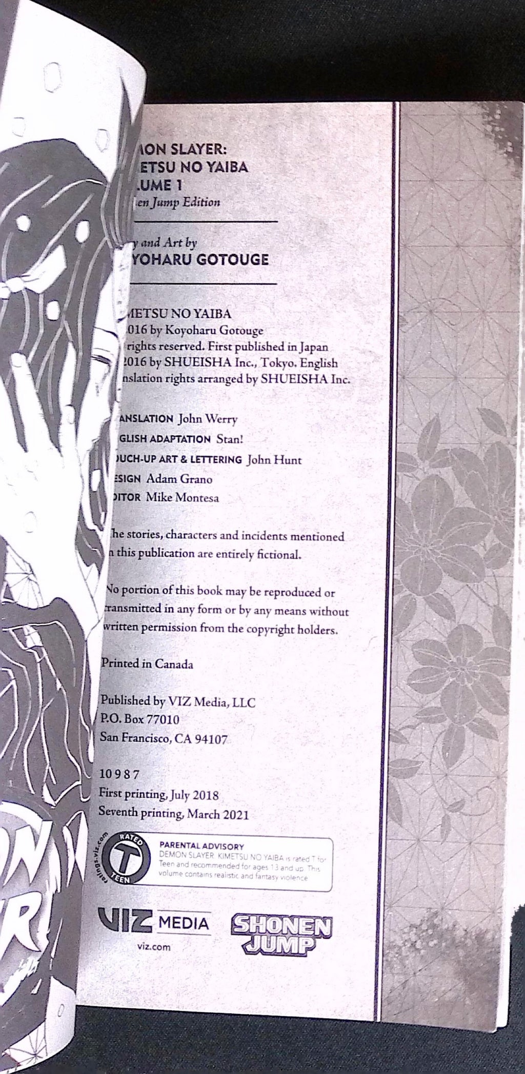 Demon Slayer # 1 Seventh Printing 2021 NM-