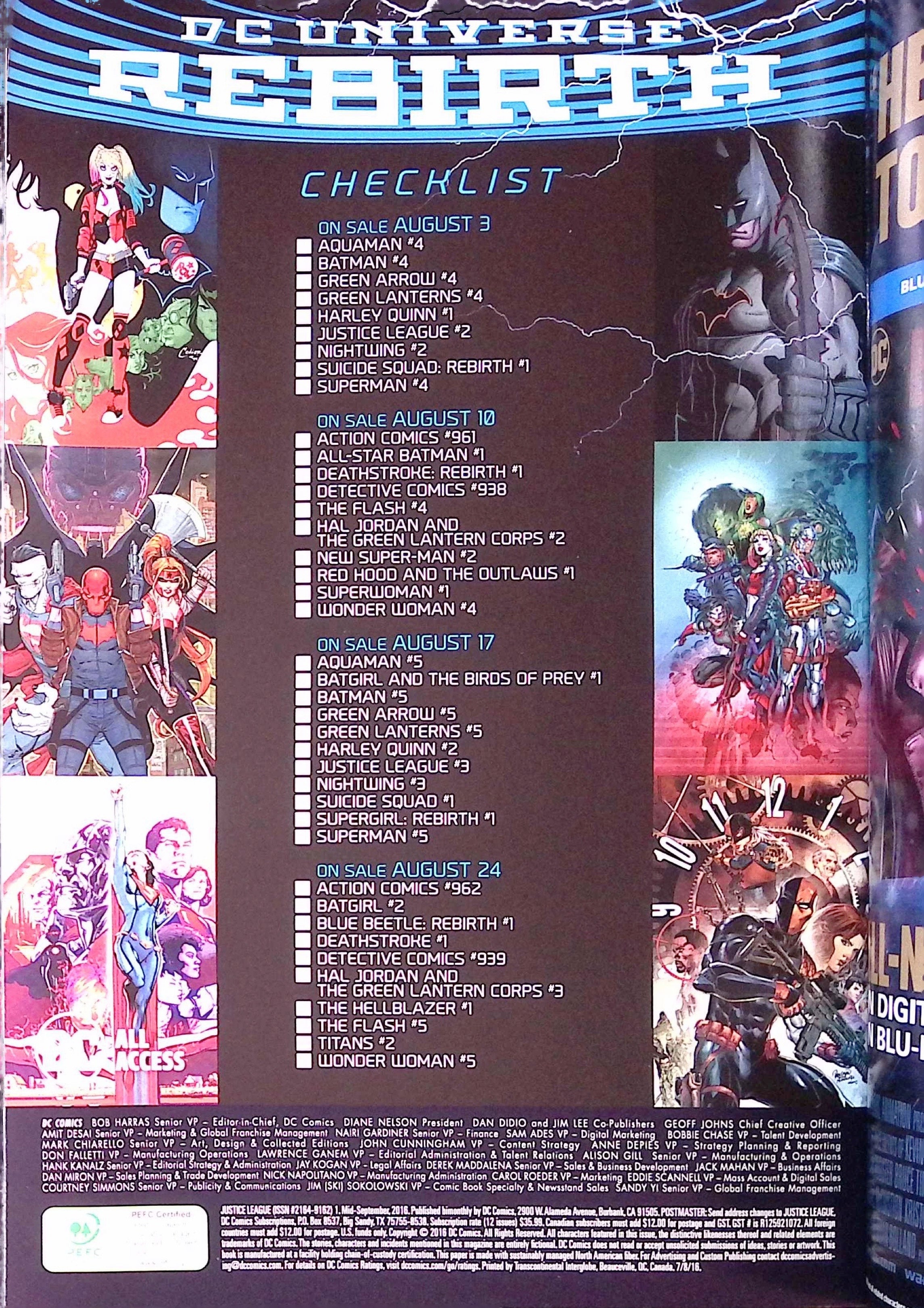 Justice League: Rebirth # 1 2016 VF/NM