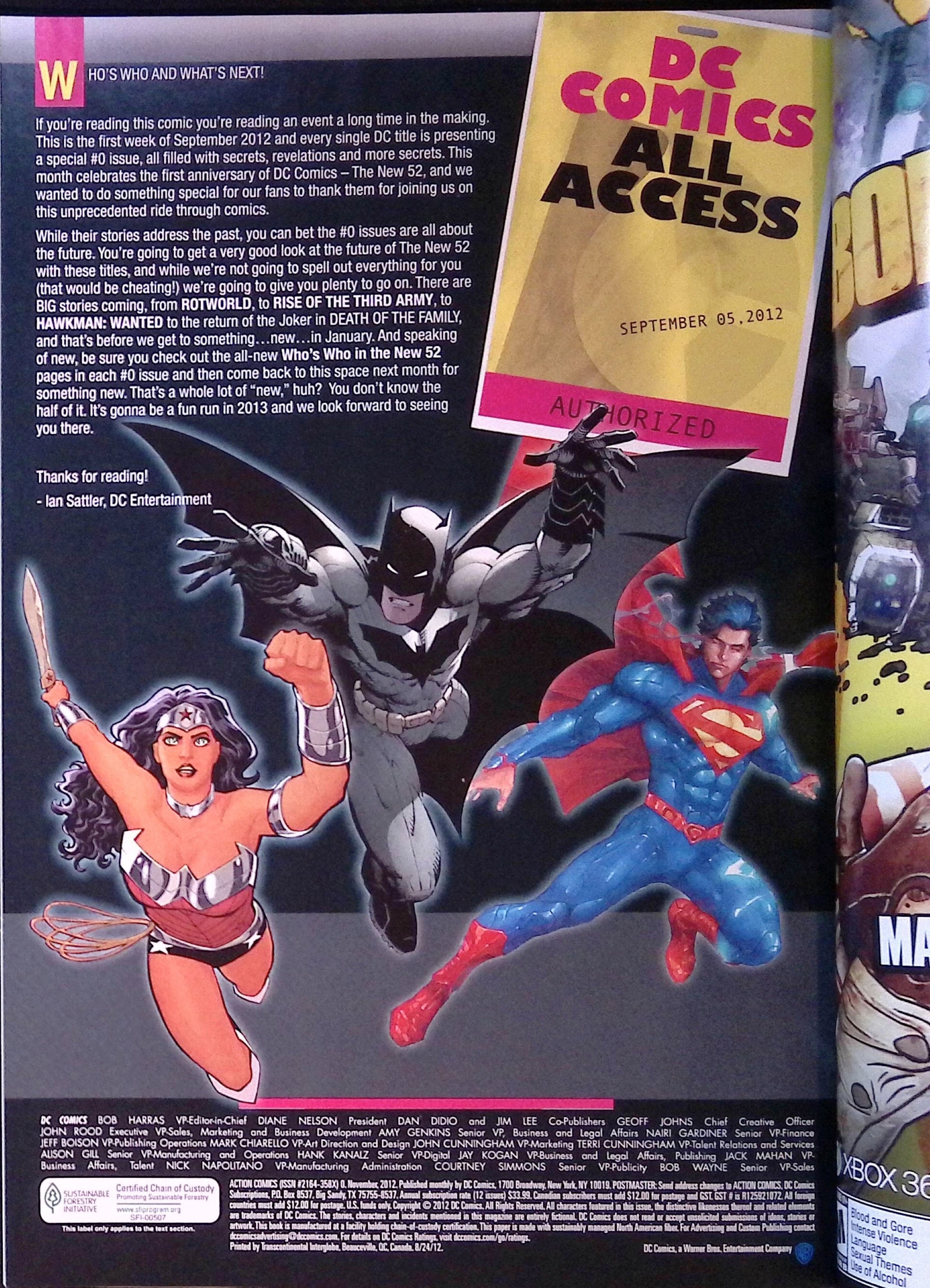 Superman: Action Comics # 0 2012 NM