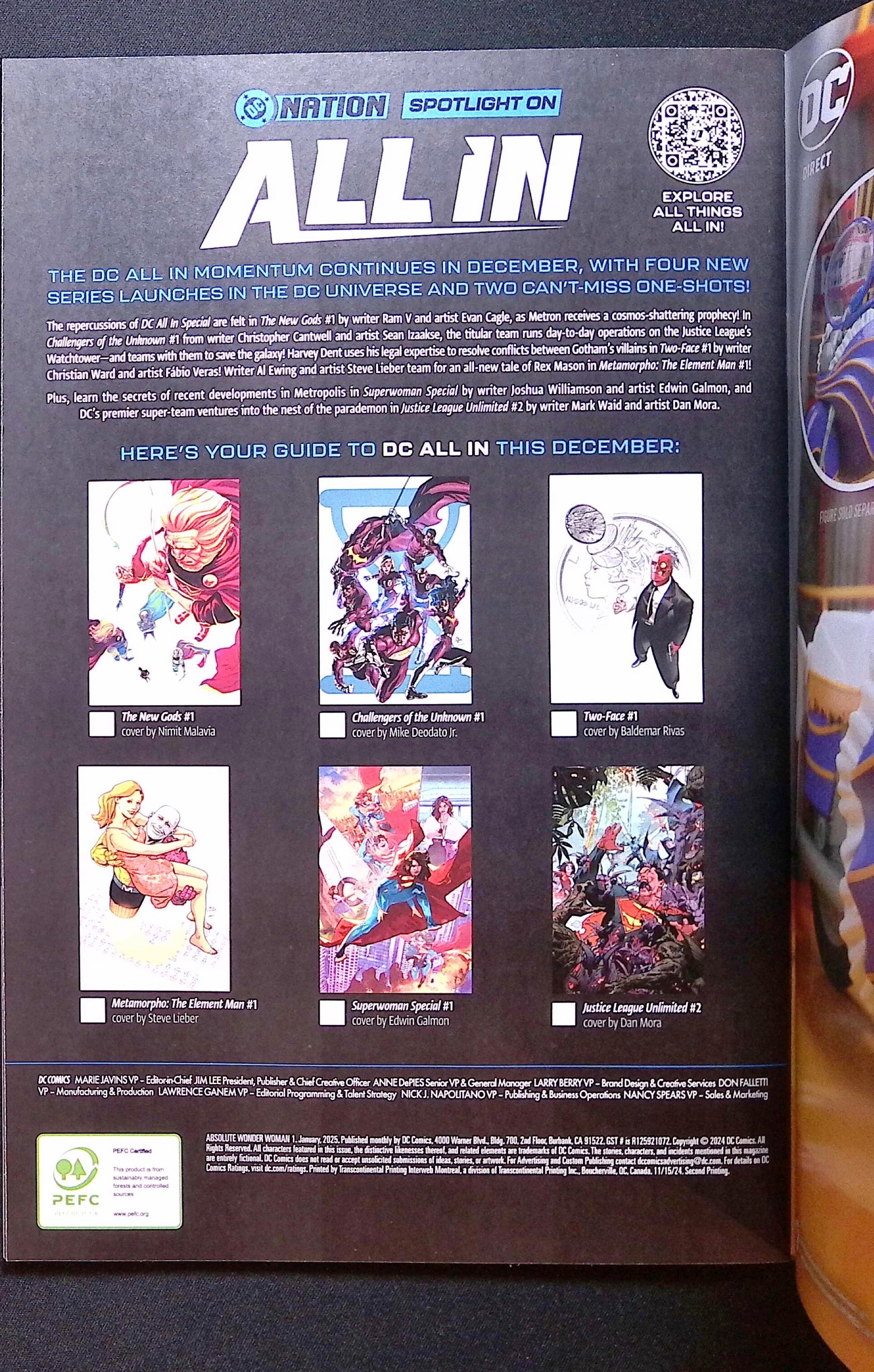 Absolute Wonder Woman # 1 Dekal Foil Variant Second Printing NM-