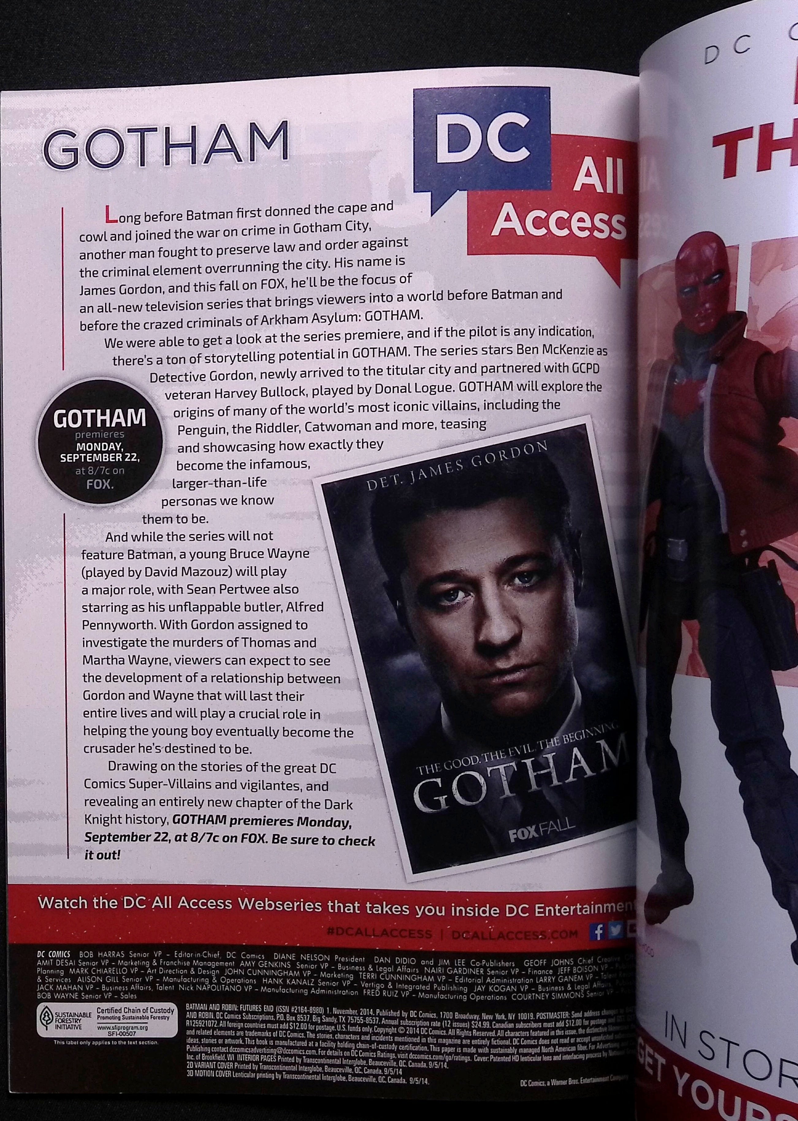 Batman and Robin: Futures End # 1 3D Lenticular Cover 2014 NM