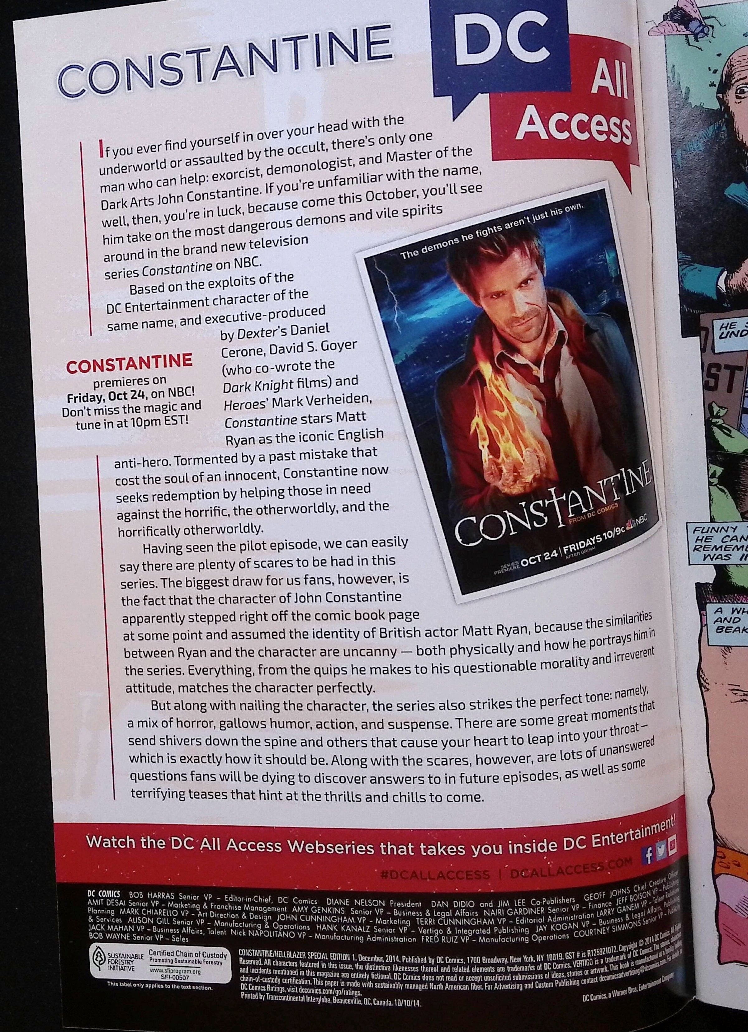 Constantine/Hellblazer Special Edition #1 2014 NM-