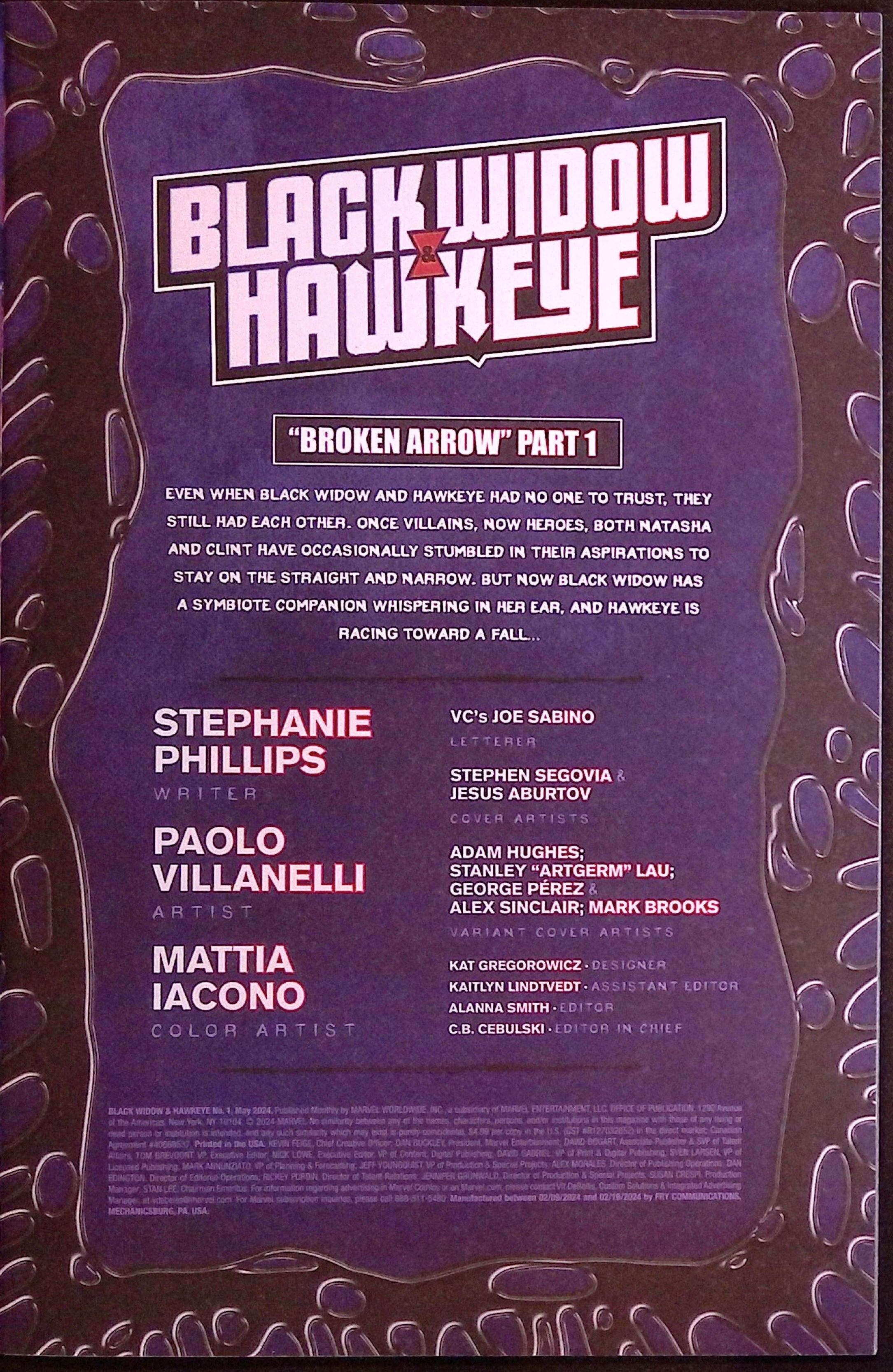 Black Widow & Hawkeye # 1 2024 VF/NM