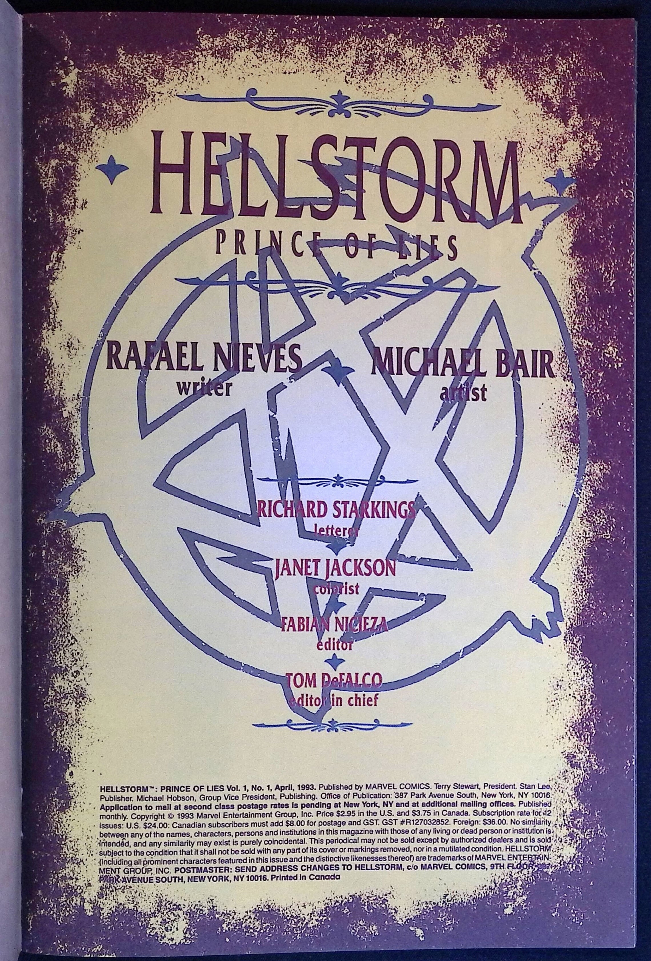 Marvel’s Hellstorm: Prince of Lies # 1 1993 NM-