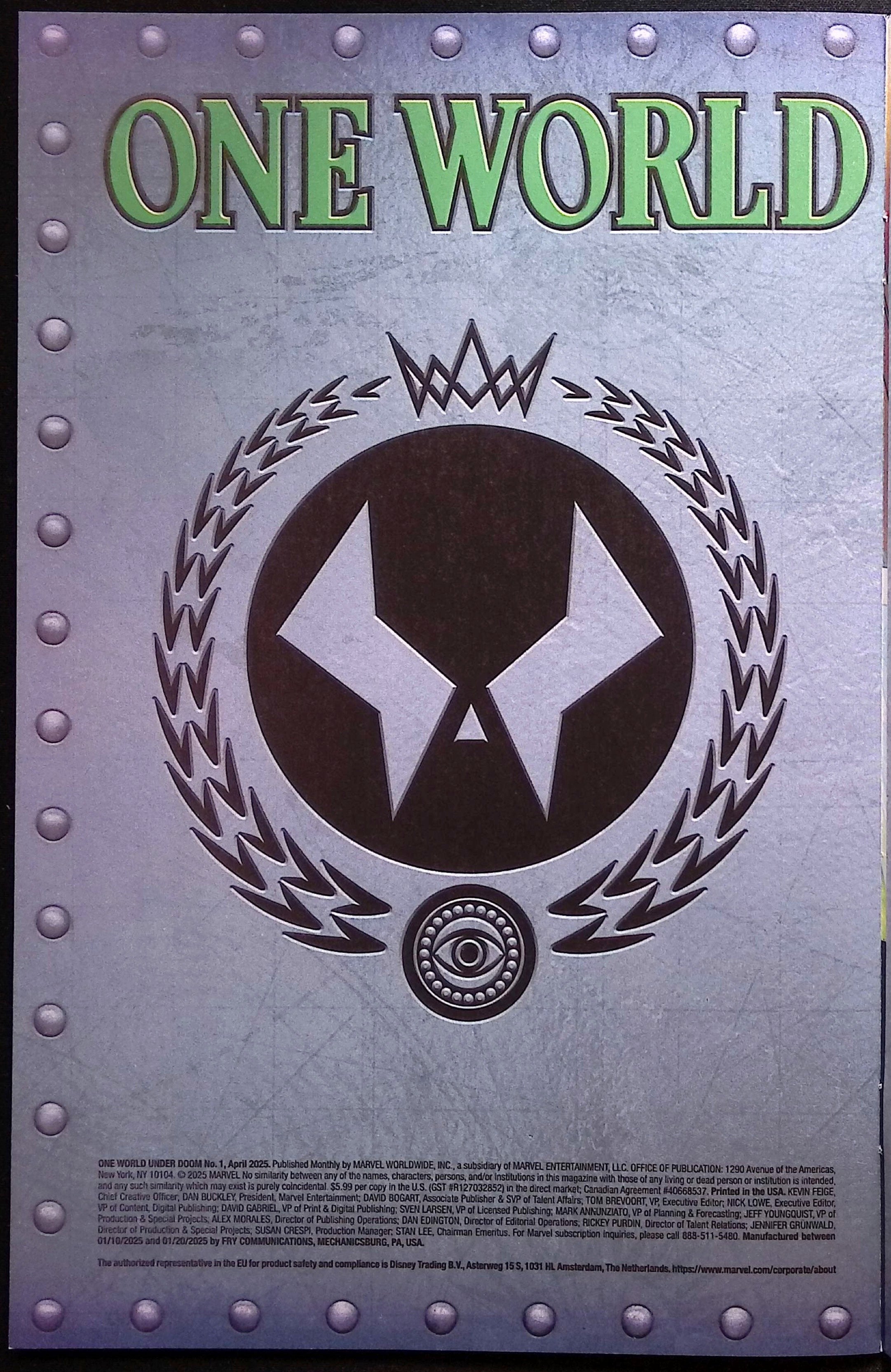 One World Under Doom # 1 JTC Negative Space Variant 2025 NM-