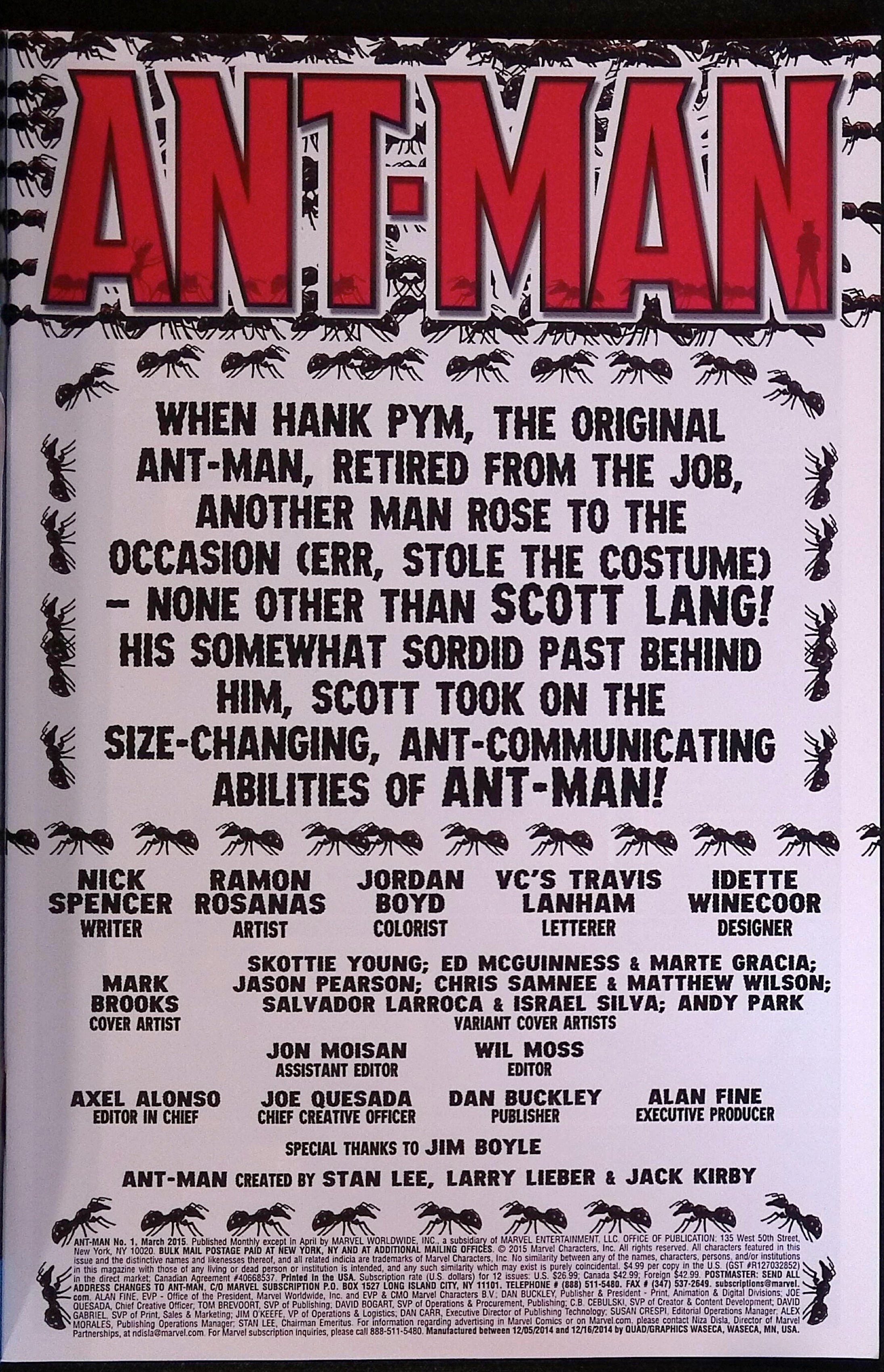 Ant-Man # 1 2015 NM-