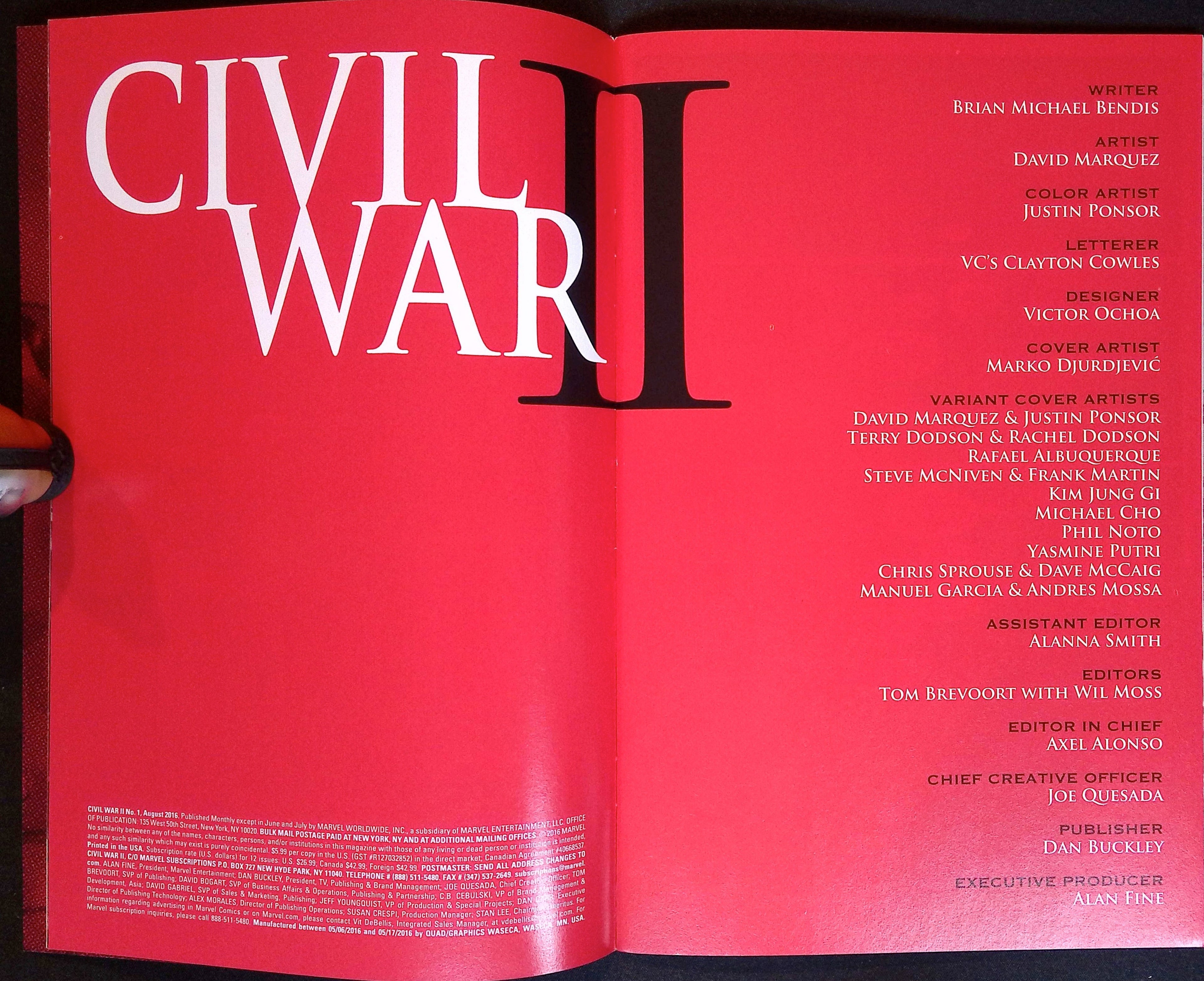 Civil War II # 1 2016 NM-