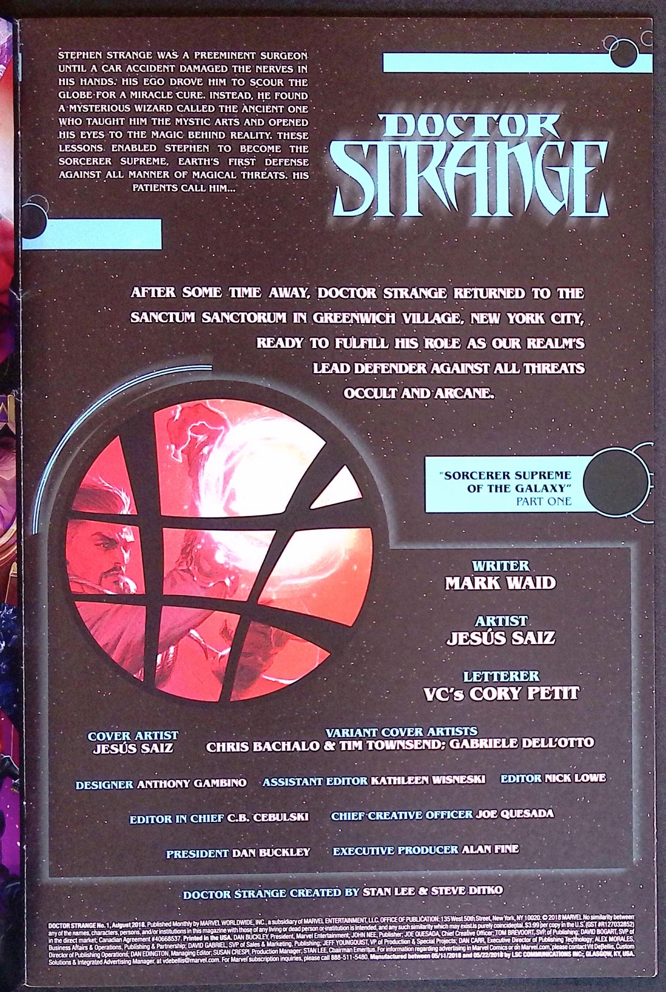 Doctor Strange # 1 2018 NM-