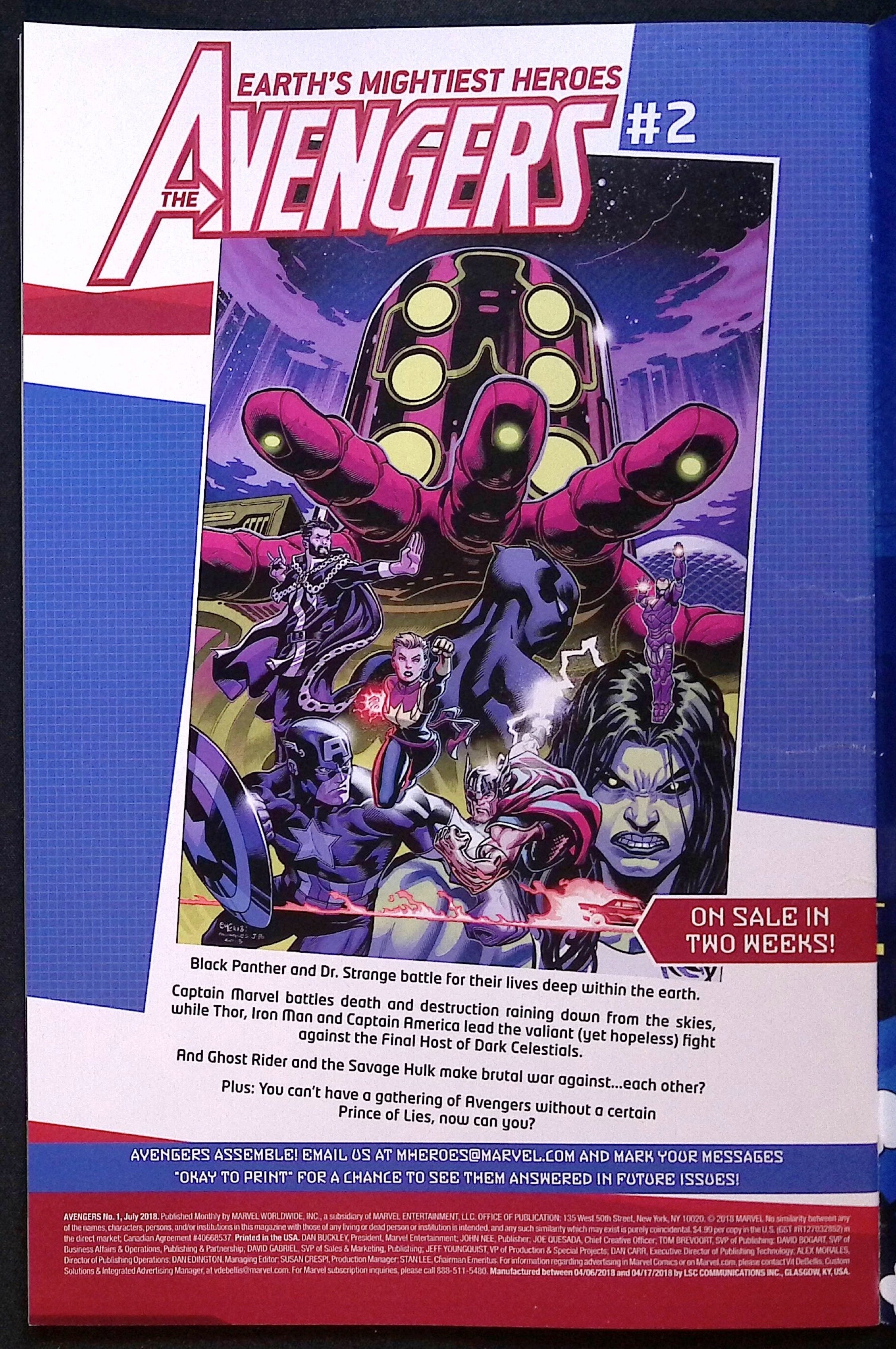 Avengers # 1 2018 NM