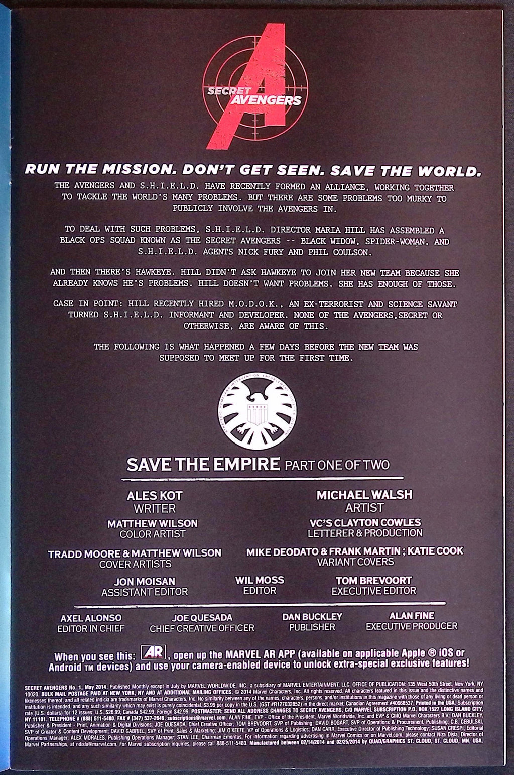 Secret Avengers # 1 2014 NM-