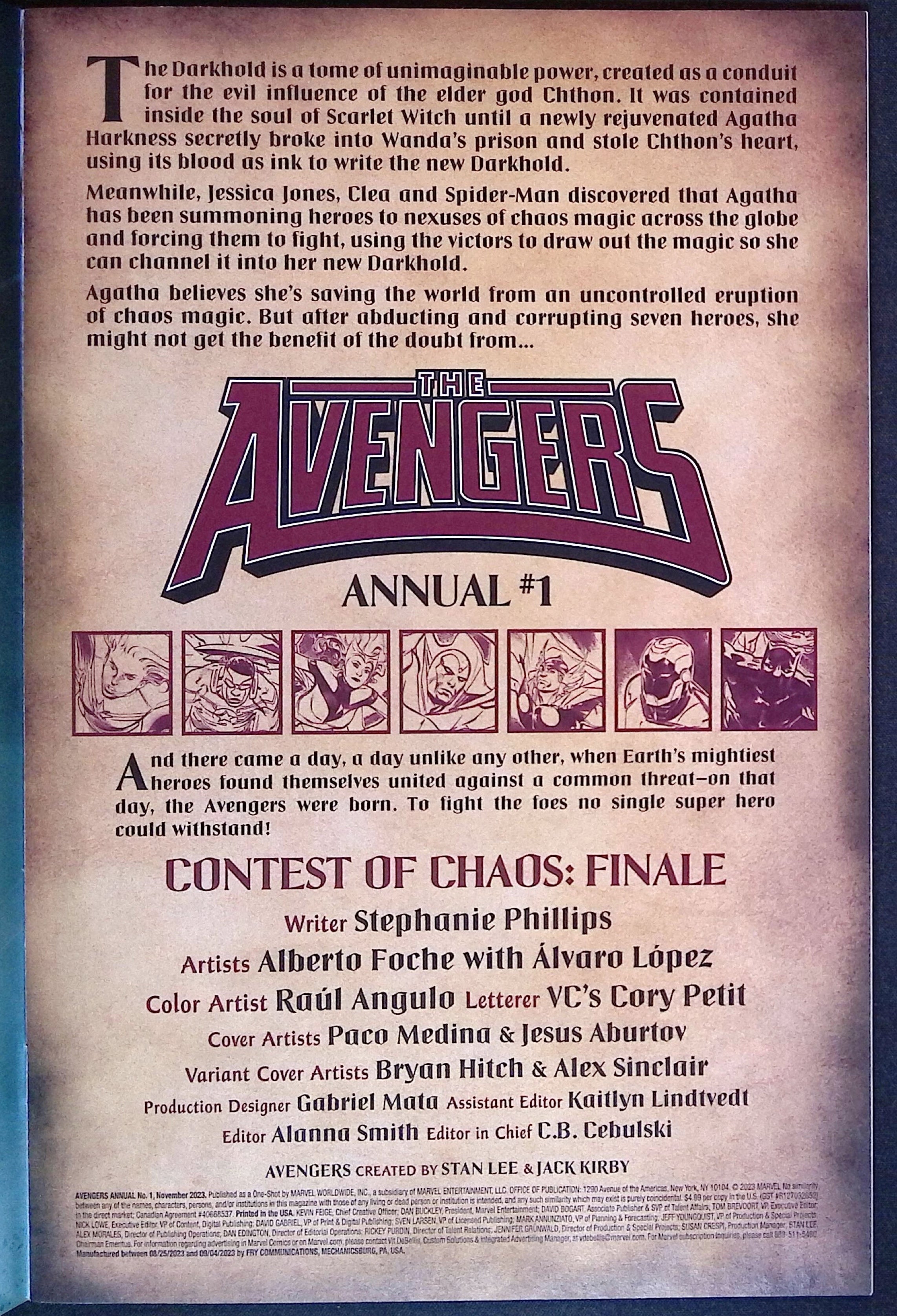 The Avengers Annual # 1 2023 NM-
