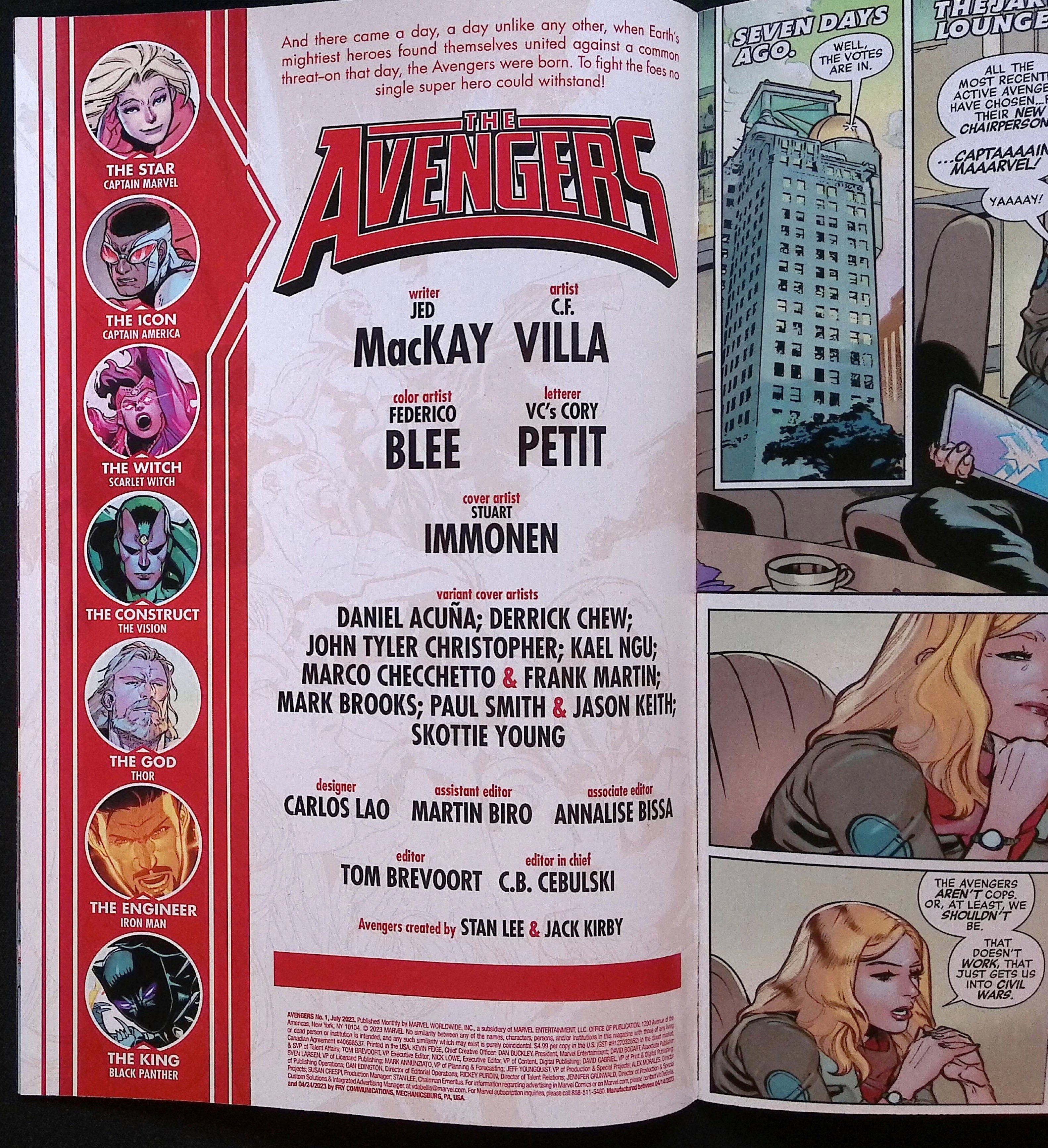 The Avengers # 1 Variant 2023 NM-