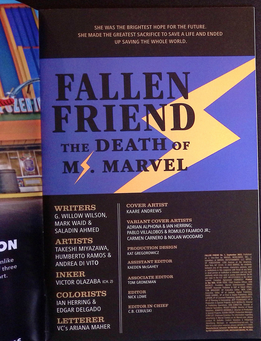 Fallen Friend: The Death of Ms. Marvel # 1 2023 NM
