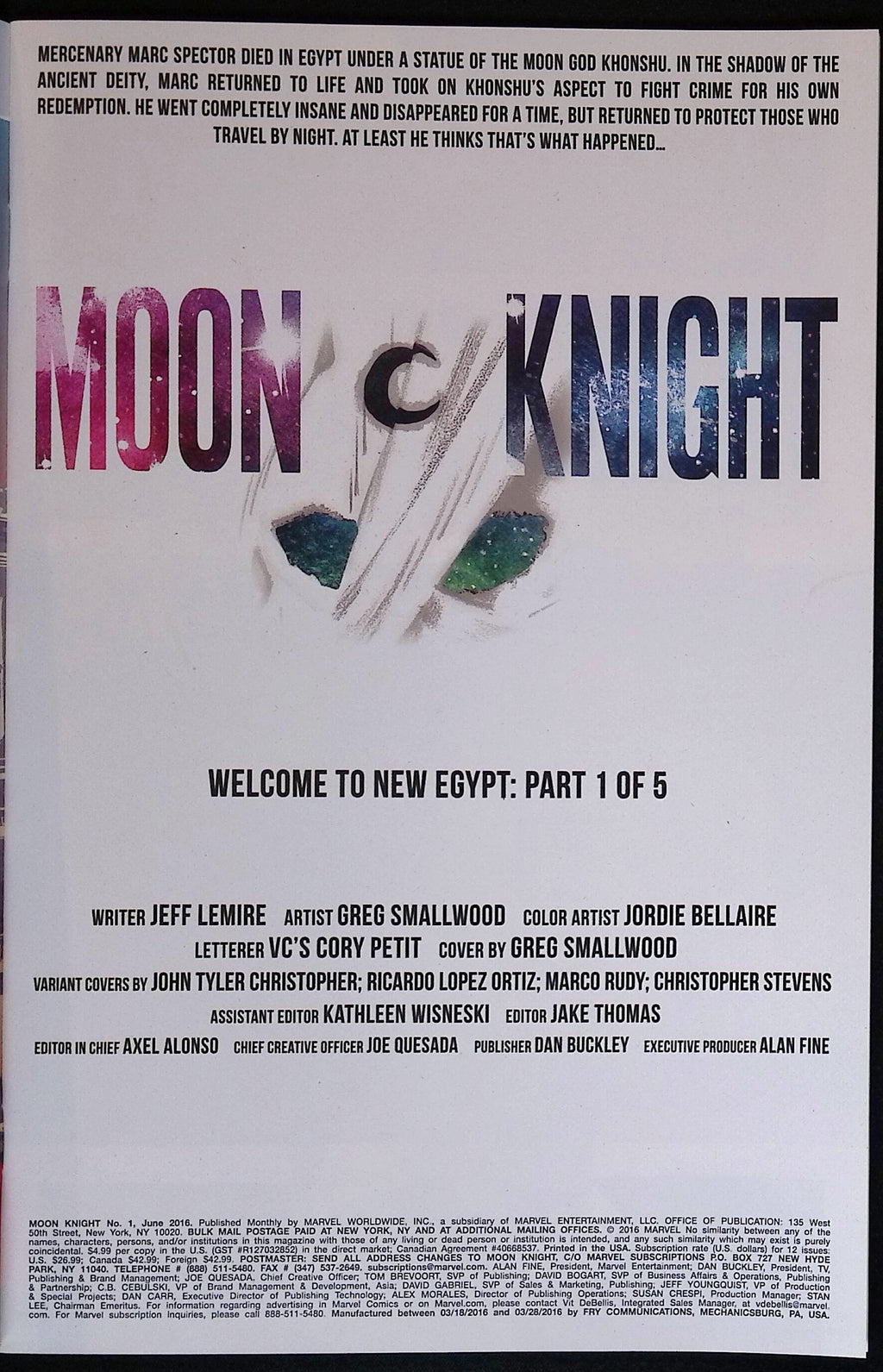 Moon Knight # 1 2016 NM-