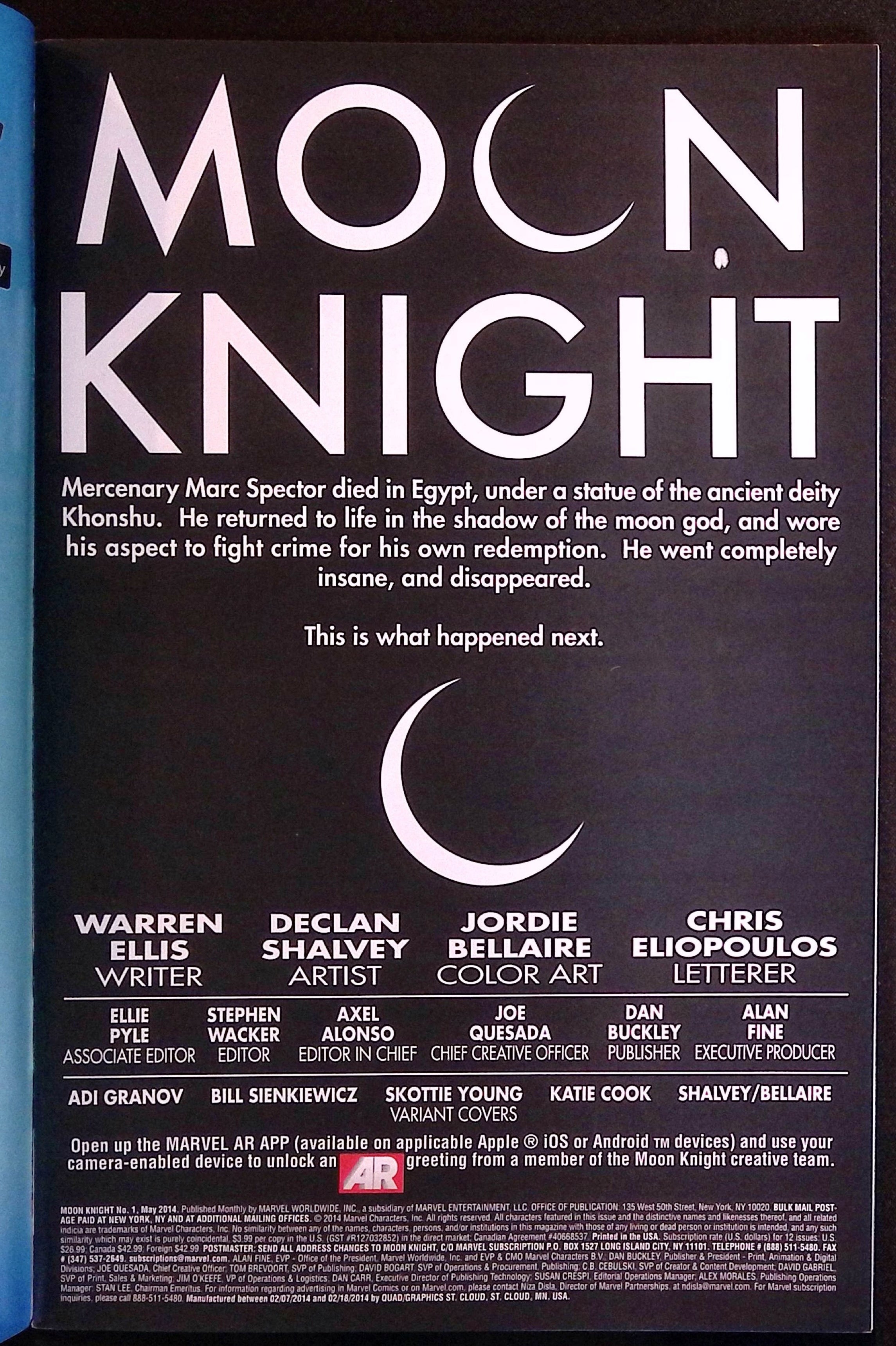Moon Knight # 1 2014 VF/NM