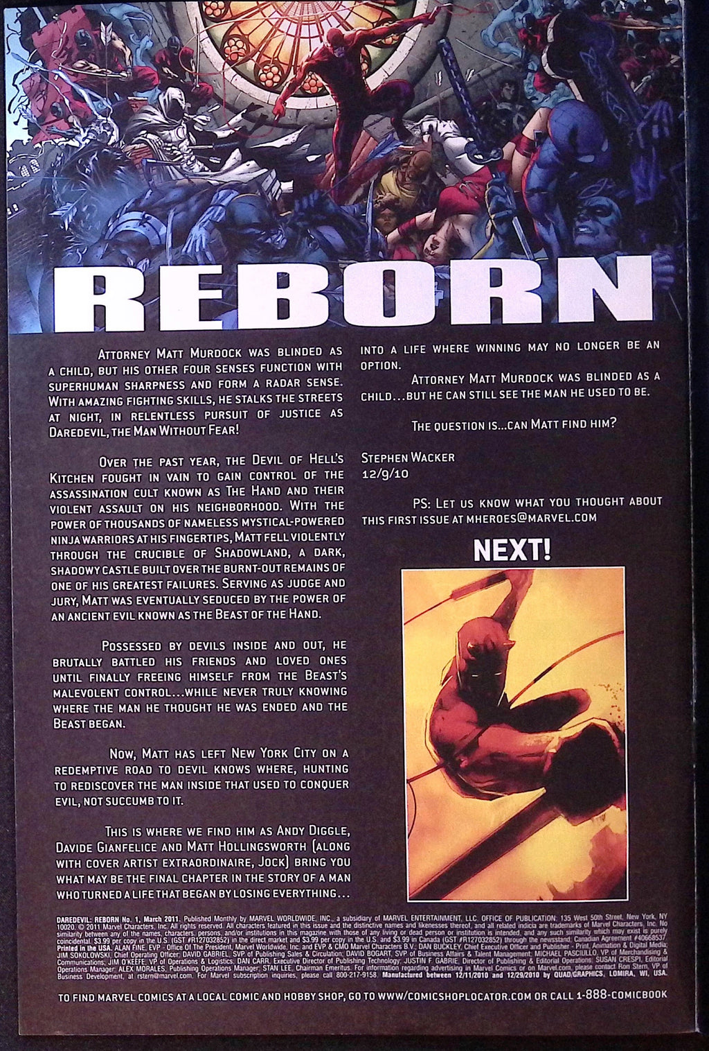 Daredevil: Reborn # 1 2011 NM-