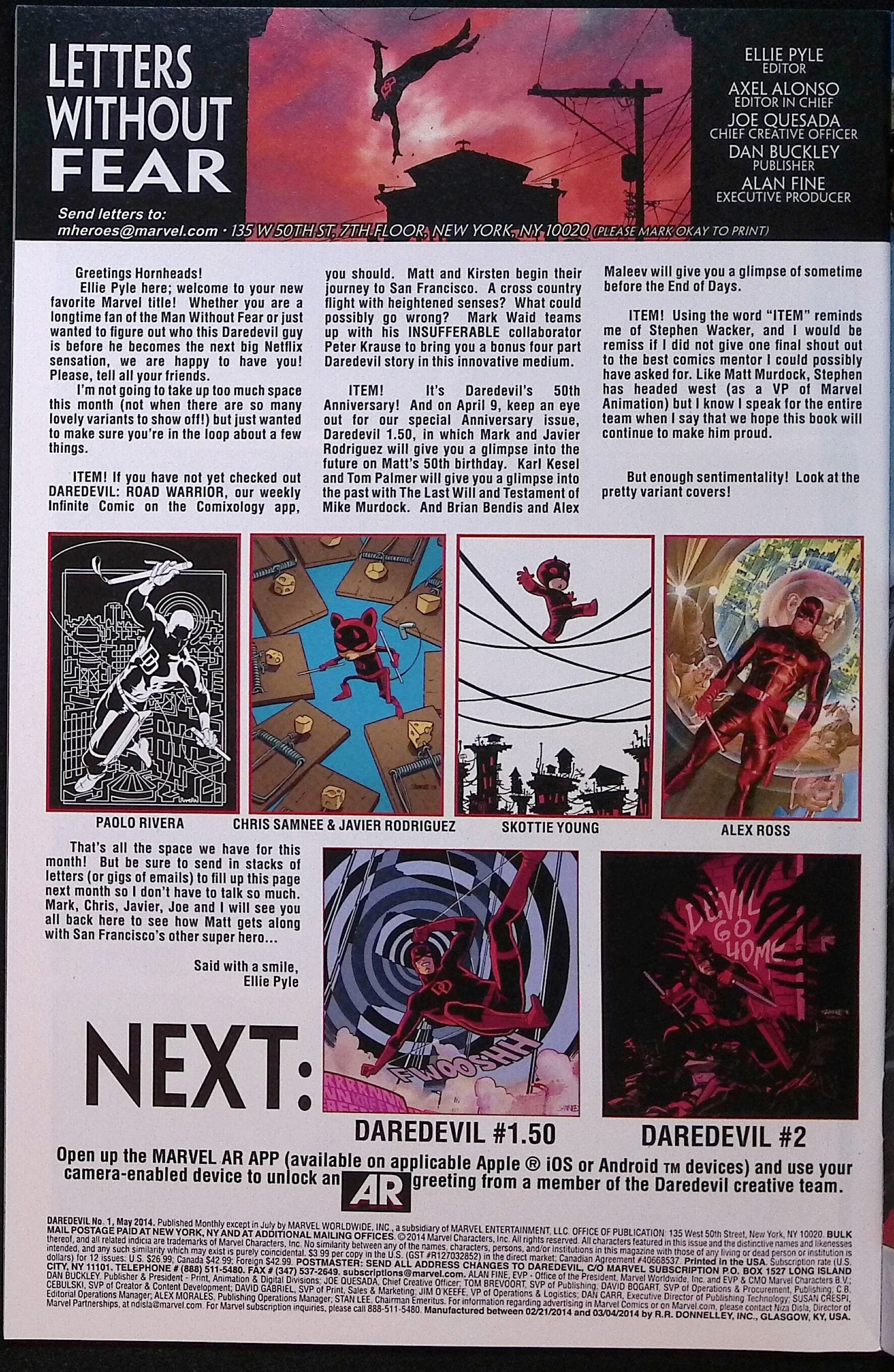 Daredevil # 1 2014 NM-