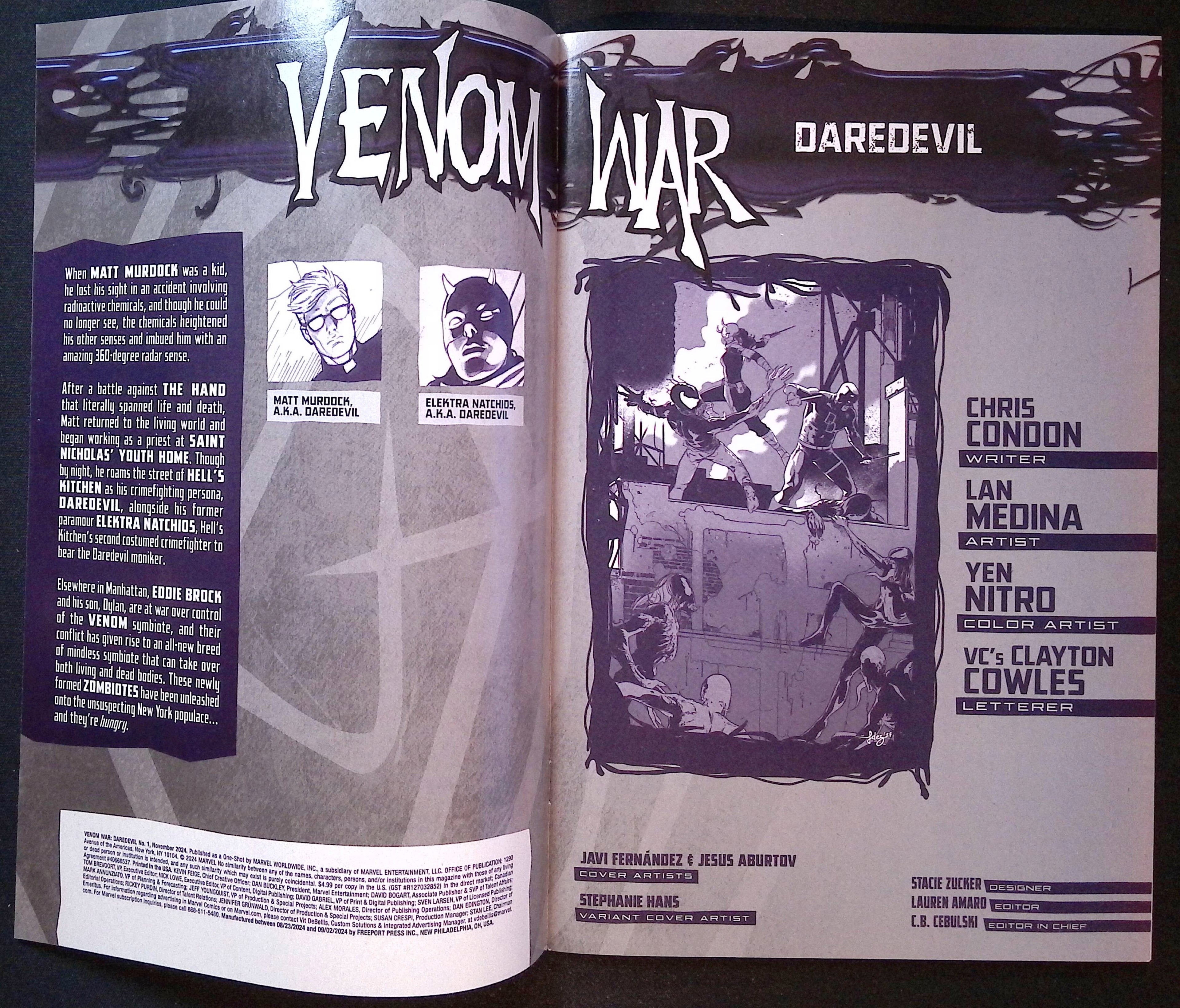 Venom War: Daredevil # 1 2024 NM-
