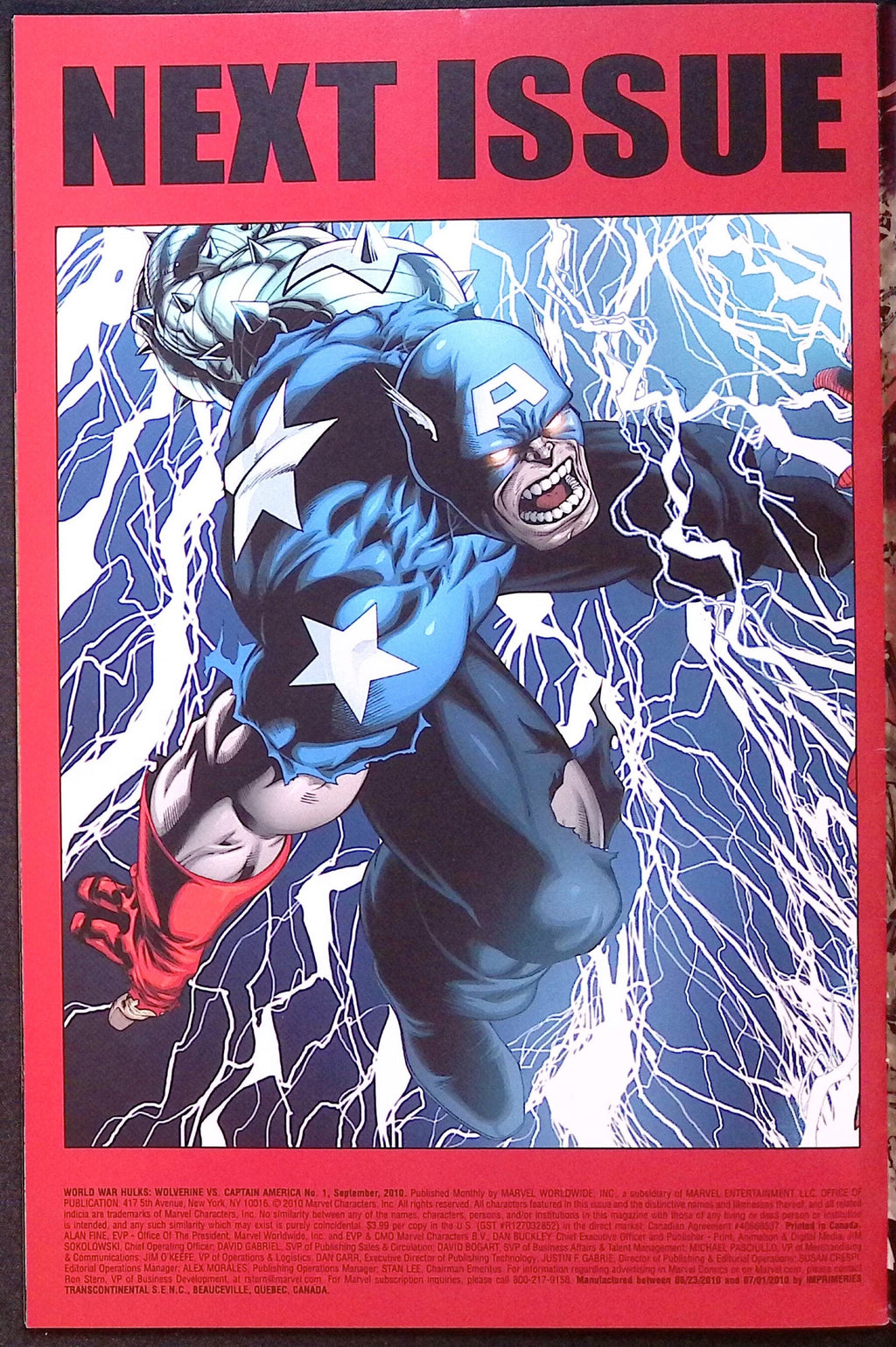 World War Hulks: Captain America vs. Wolverine # 1 2010 NM-