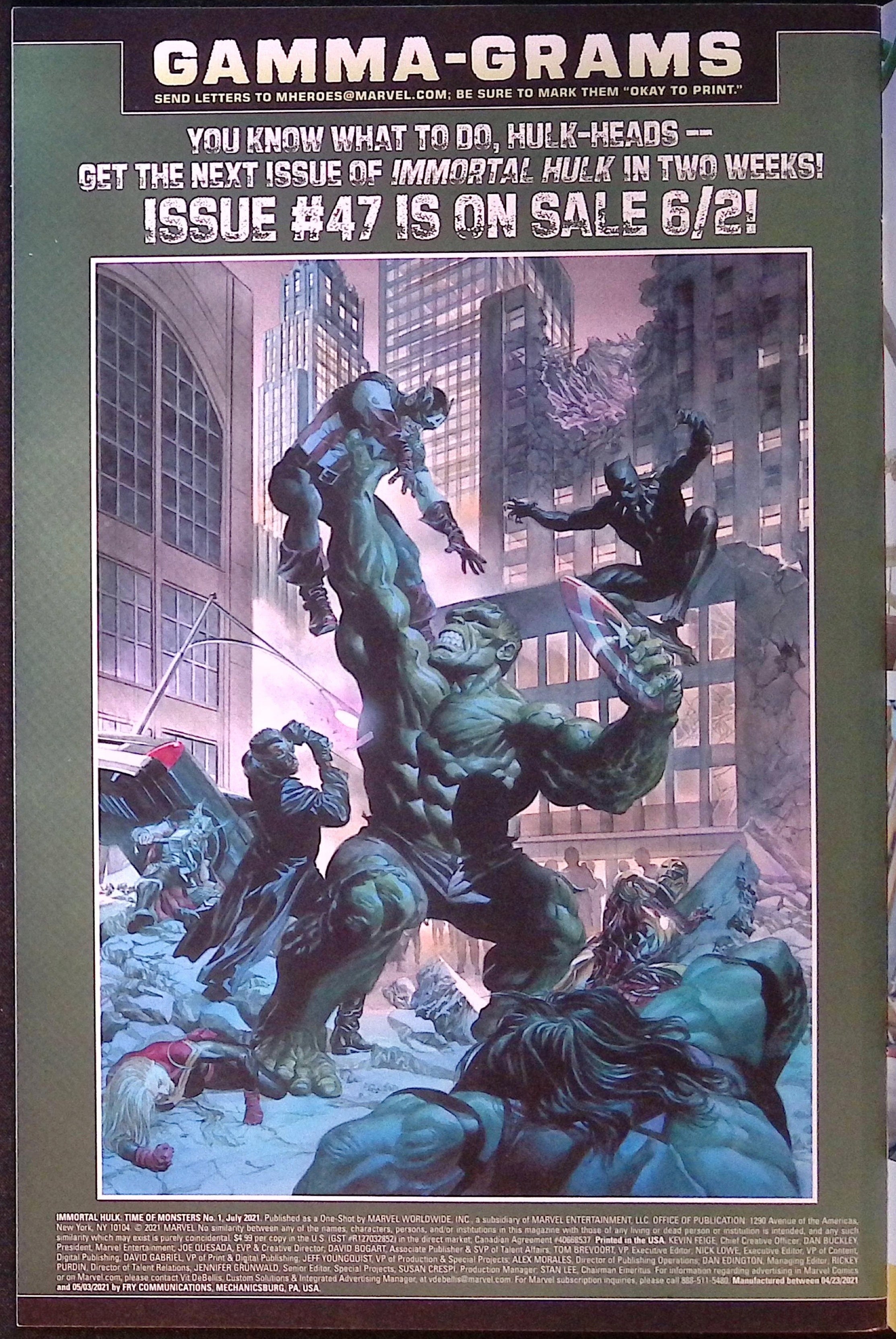 The Immortal Hulk: Time of Monsters # 1 2021 NM-