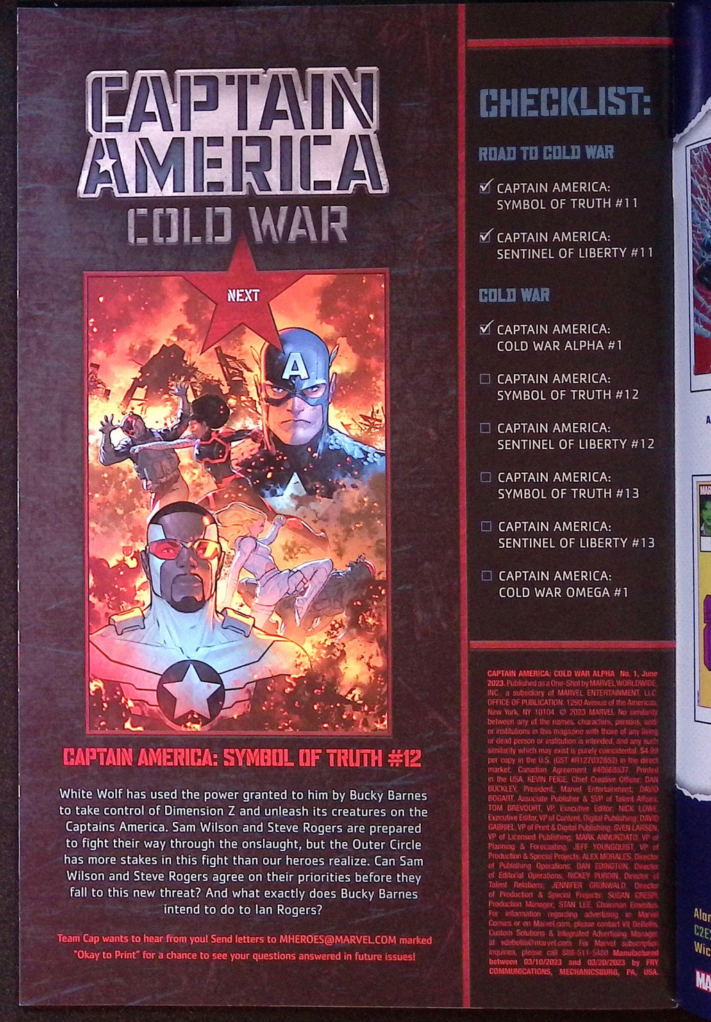 Captain America: Cold War Alpha # 1 2023 NM-