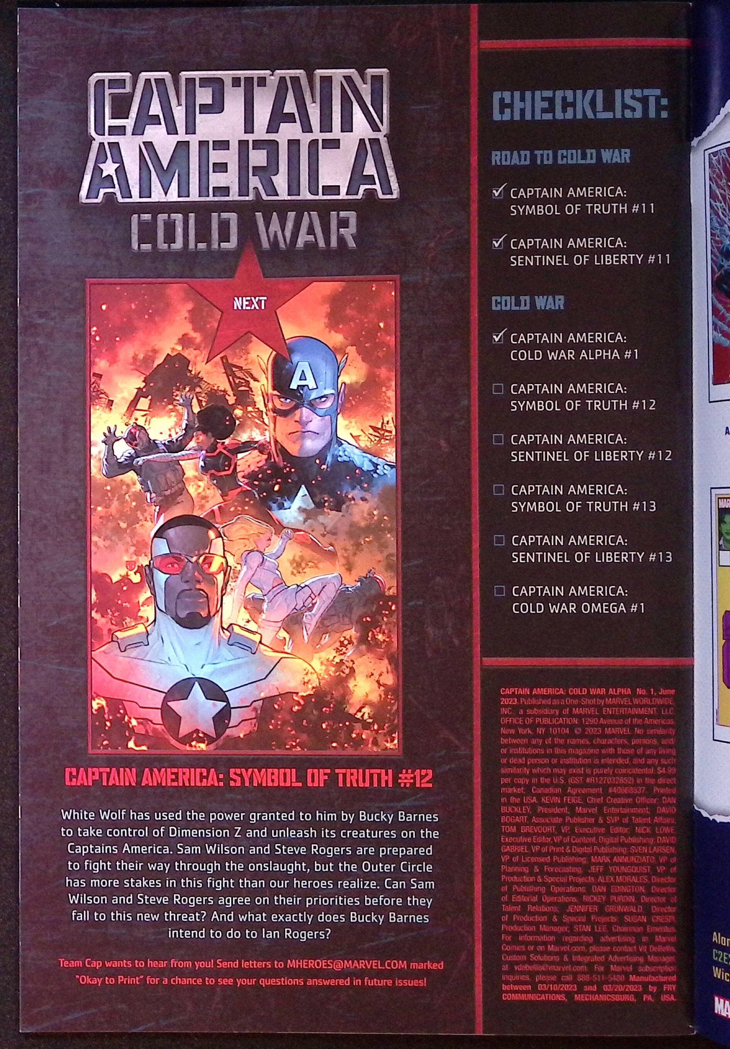 Captain America: Cold War Alpha # 1 2023 NM-