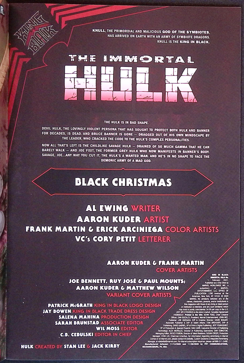 King in Black: Immortal Hulk # 1 2021 NM-