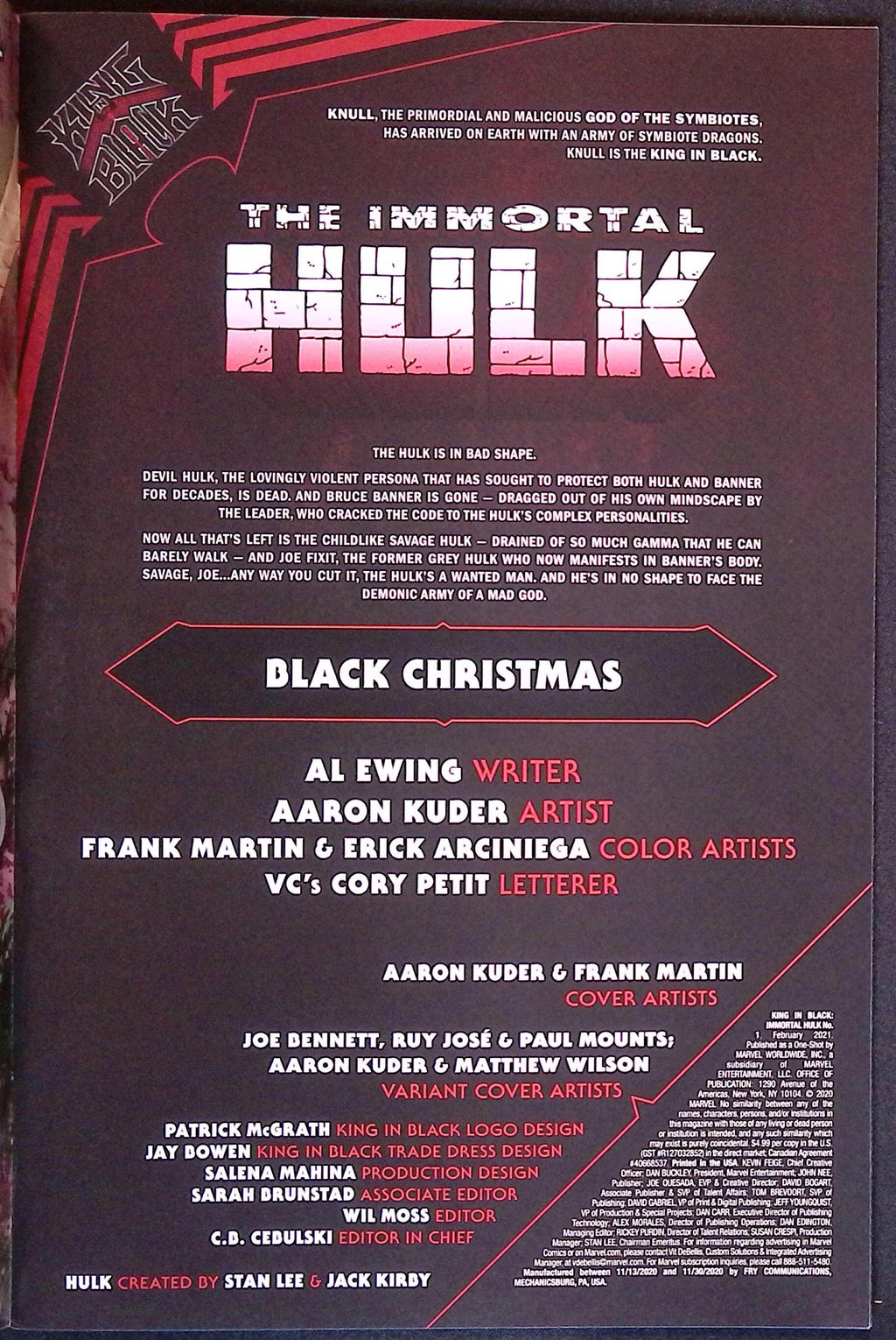 King in Black: Immortal Hulk # 1 2021 NM