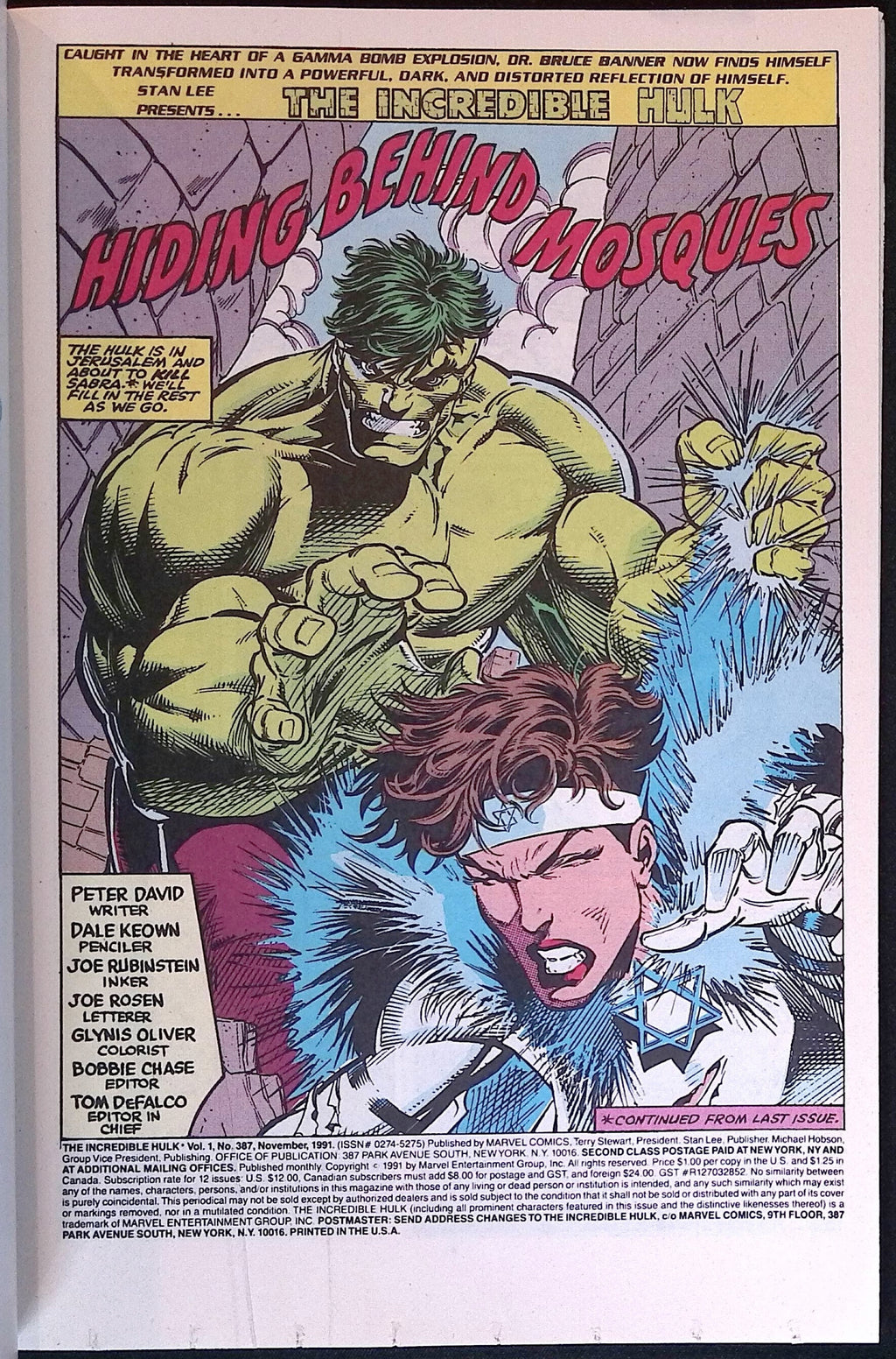 The Incredible Hulk # 387 1991 VF/NM