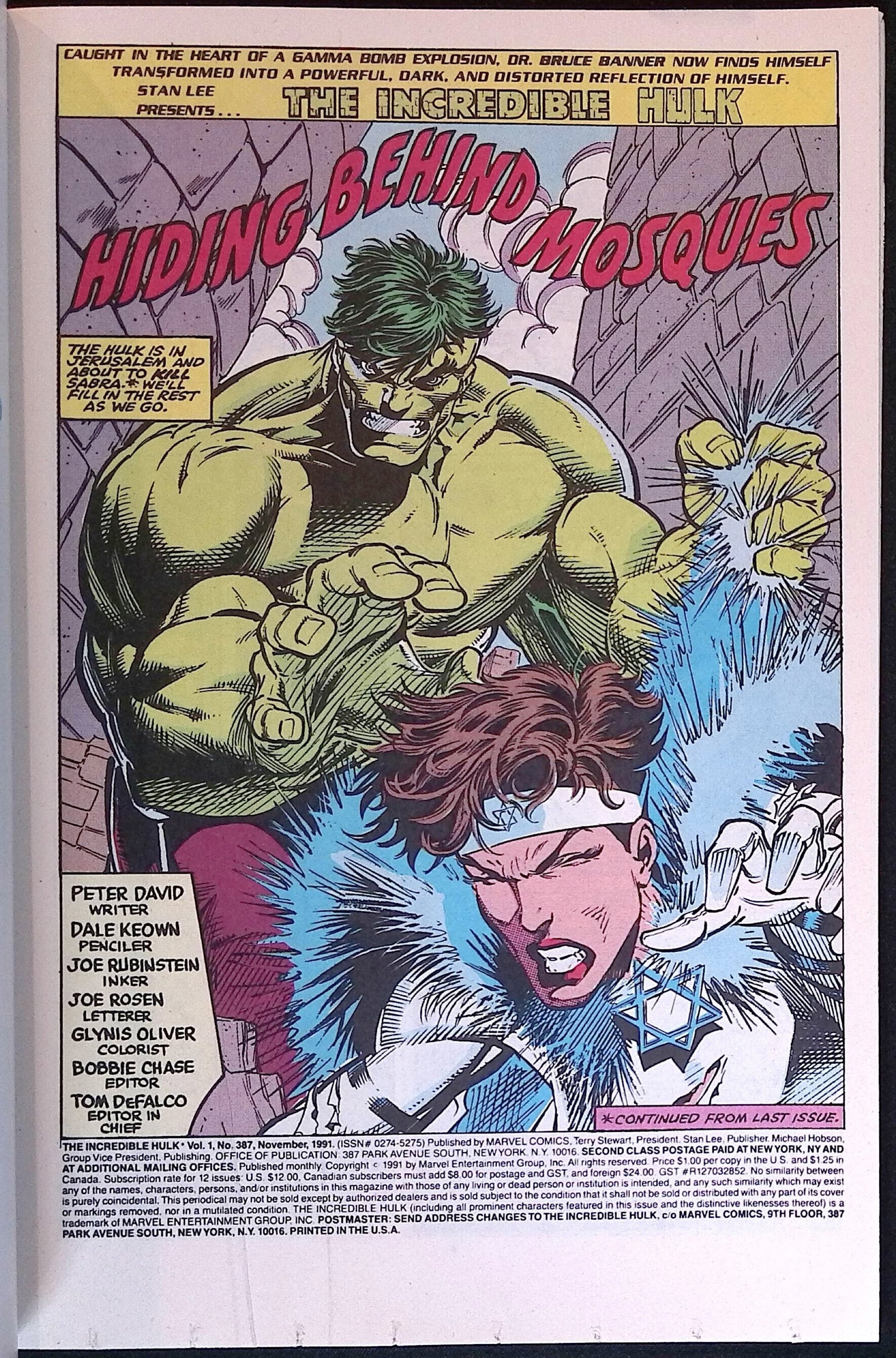 The Incredible Hulk # 387 1991 VF/NM
