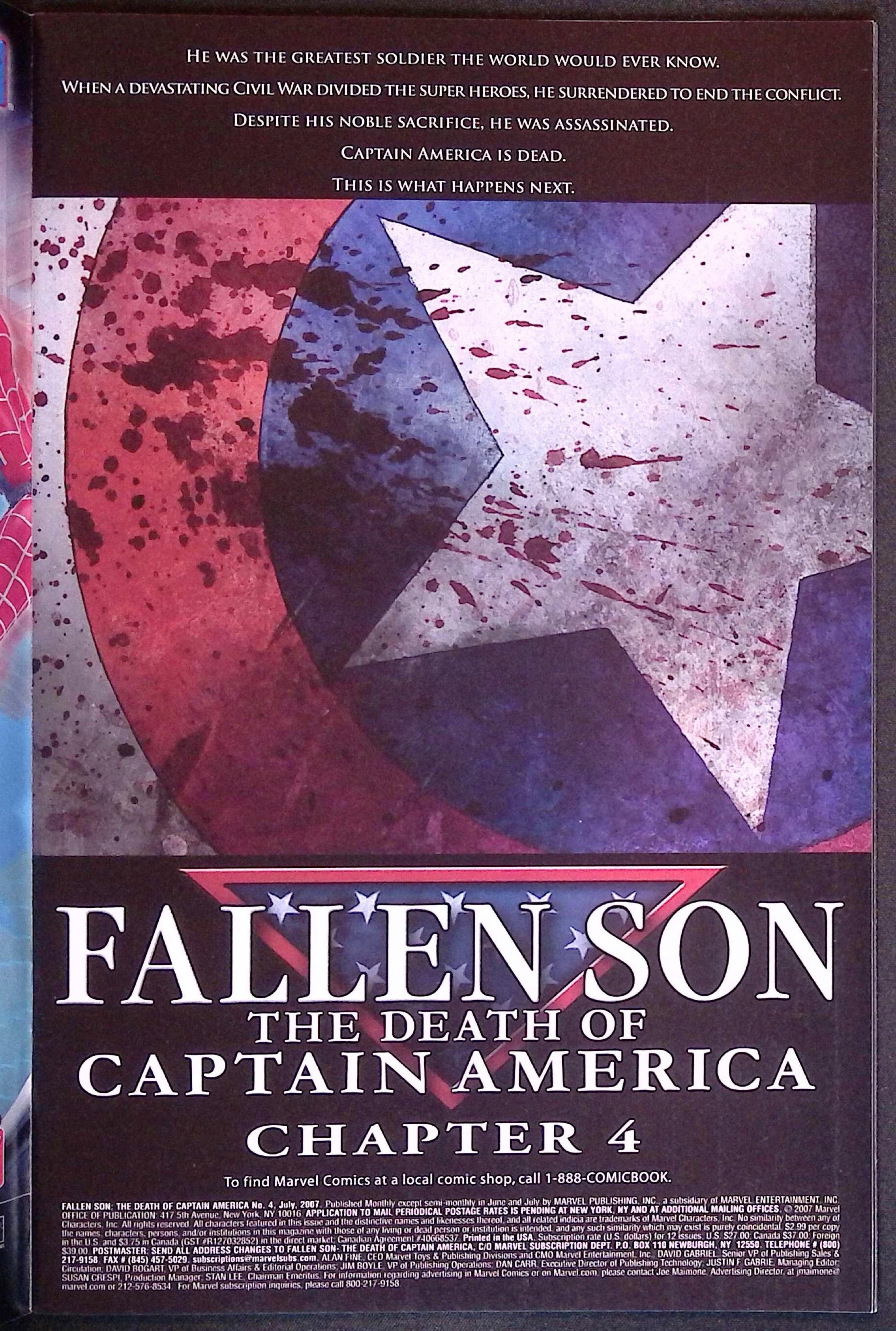 Fallen Son: The Death of Captain America # 4 NM-