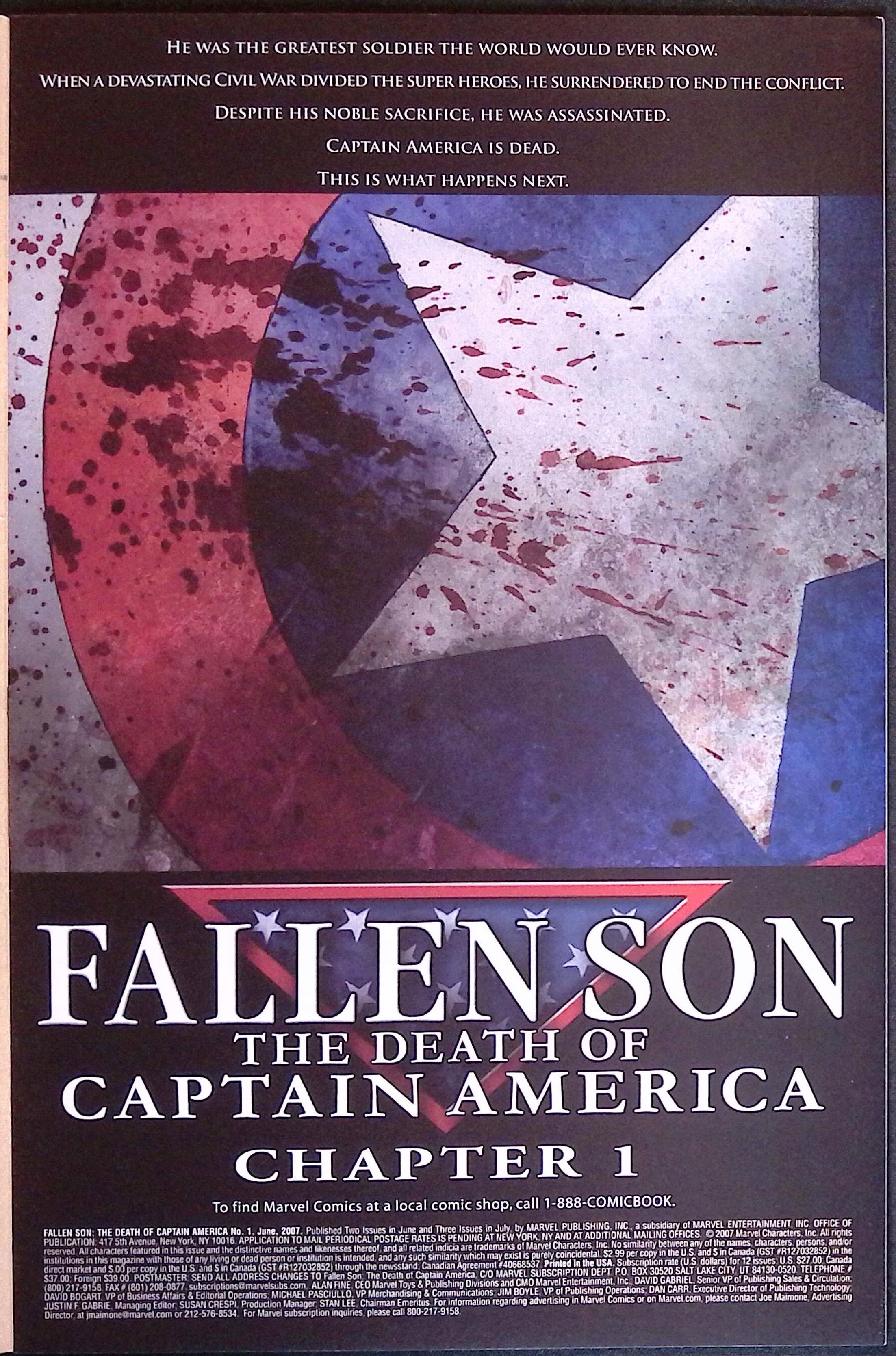 Fallen Son: The Death of Captain America # 1 2007 VF/NM