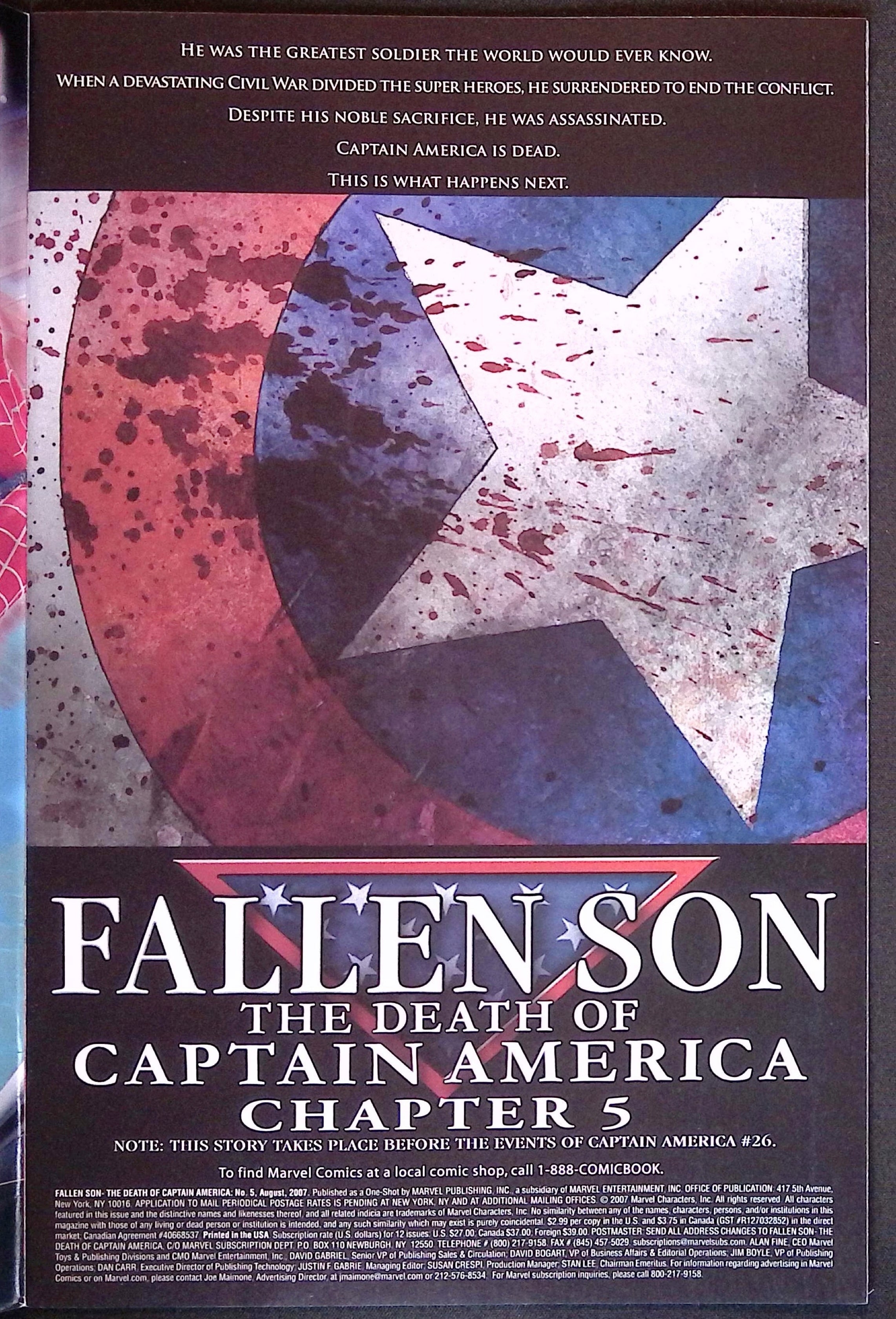 Fallen Son: The Death of Captain America # 5 2007 NM-