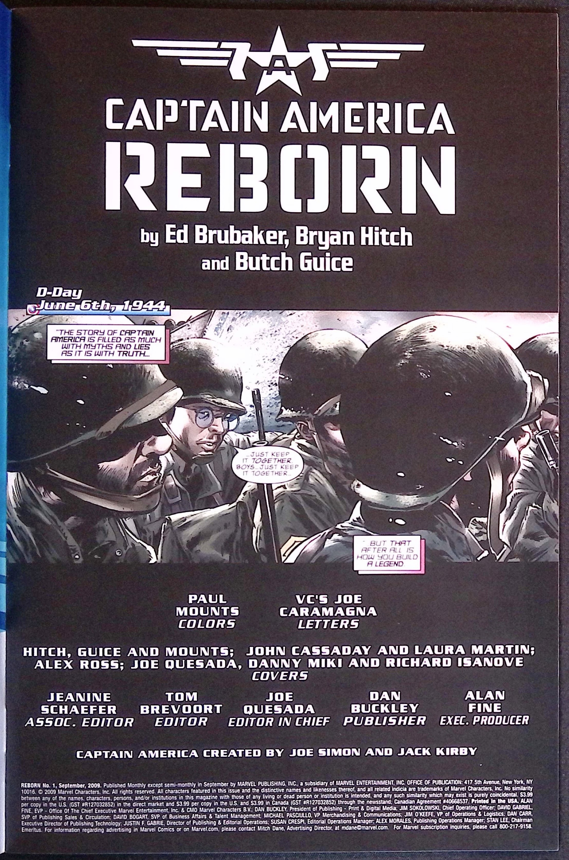 Captain America: Reborn # 1 Alex Ross Variant 2009 NM-