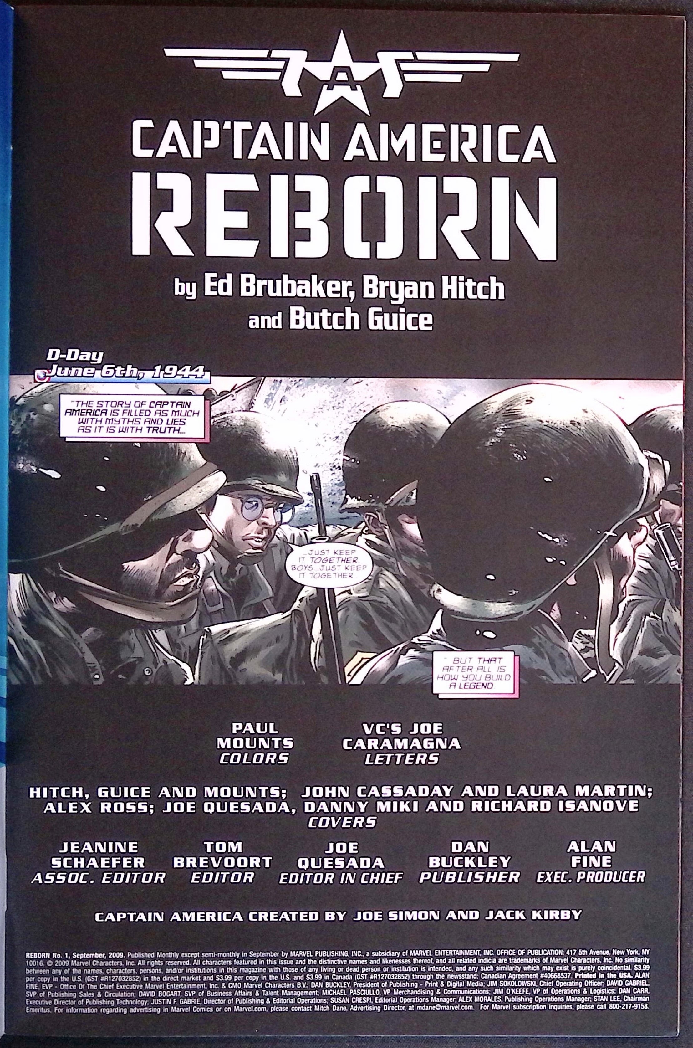 Captain America: Reborn # 1 Alex Ross Variant 2009 NM-