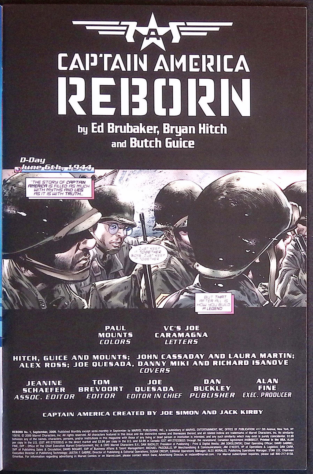 Captain America: Reborn # 1 2009 VF/NM
