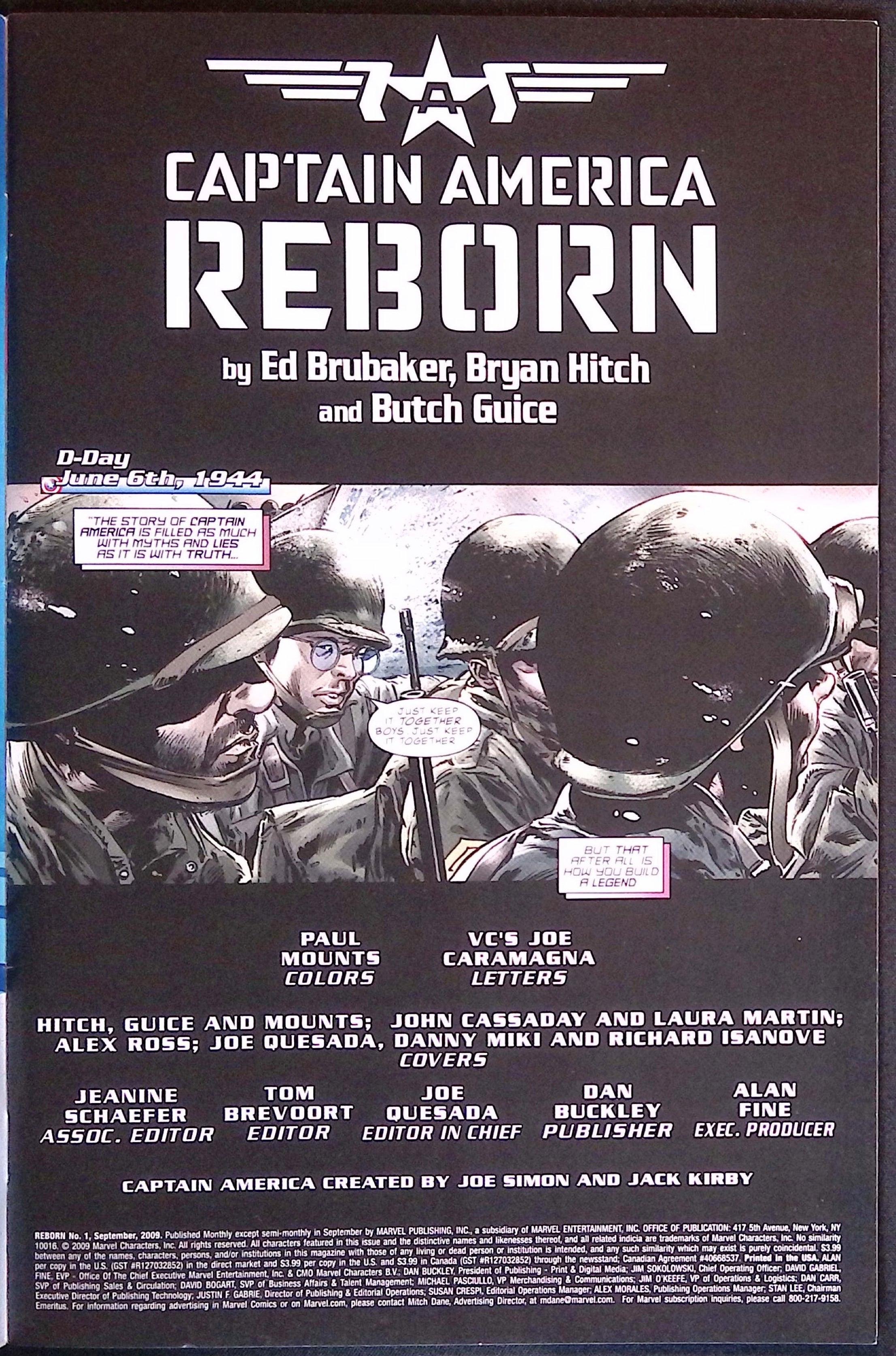 Captain America: Reborn # 1 2009 VF/NM