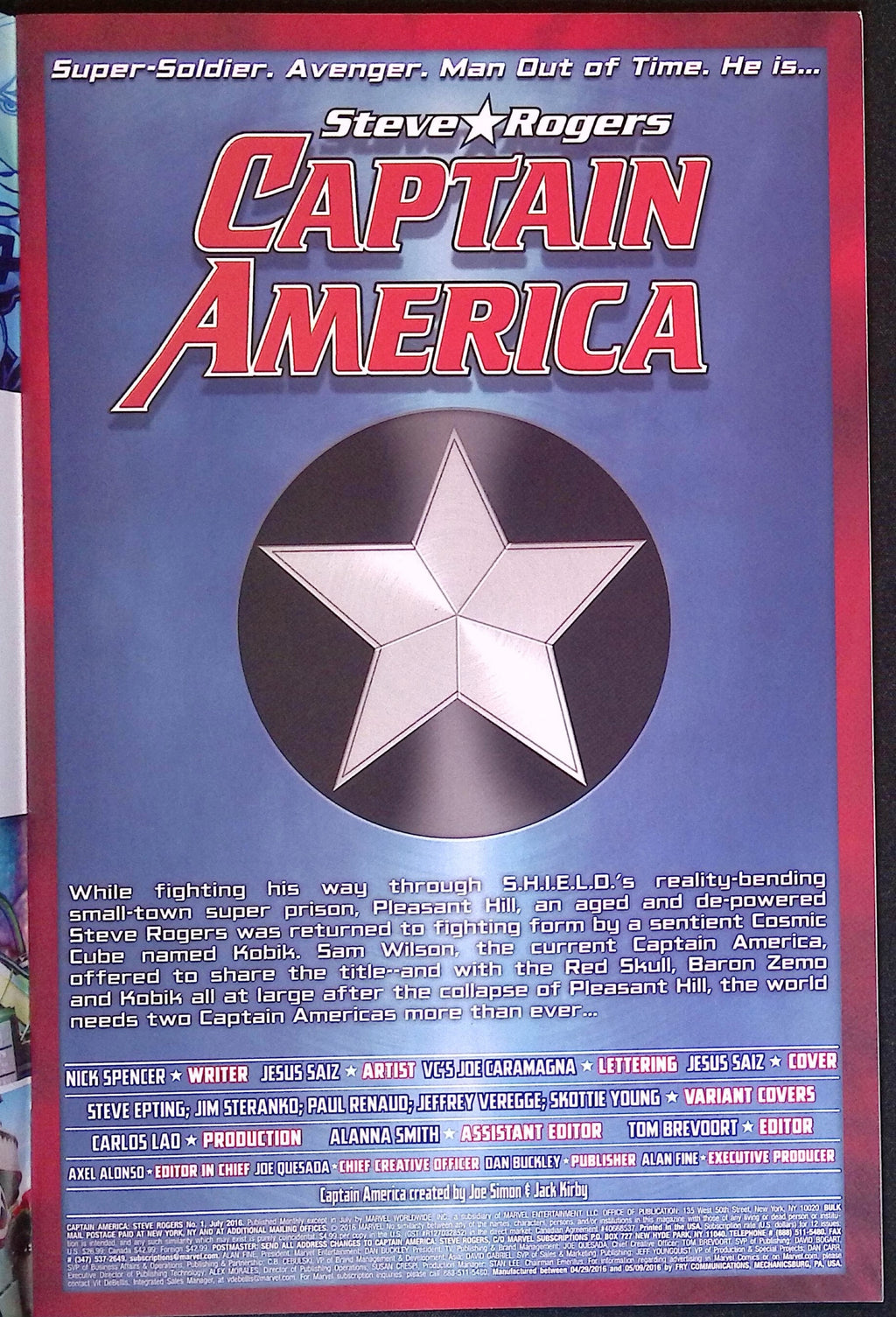 Captain America: Steve Rogers # 1 2016 NM-
