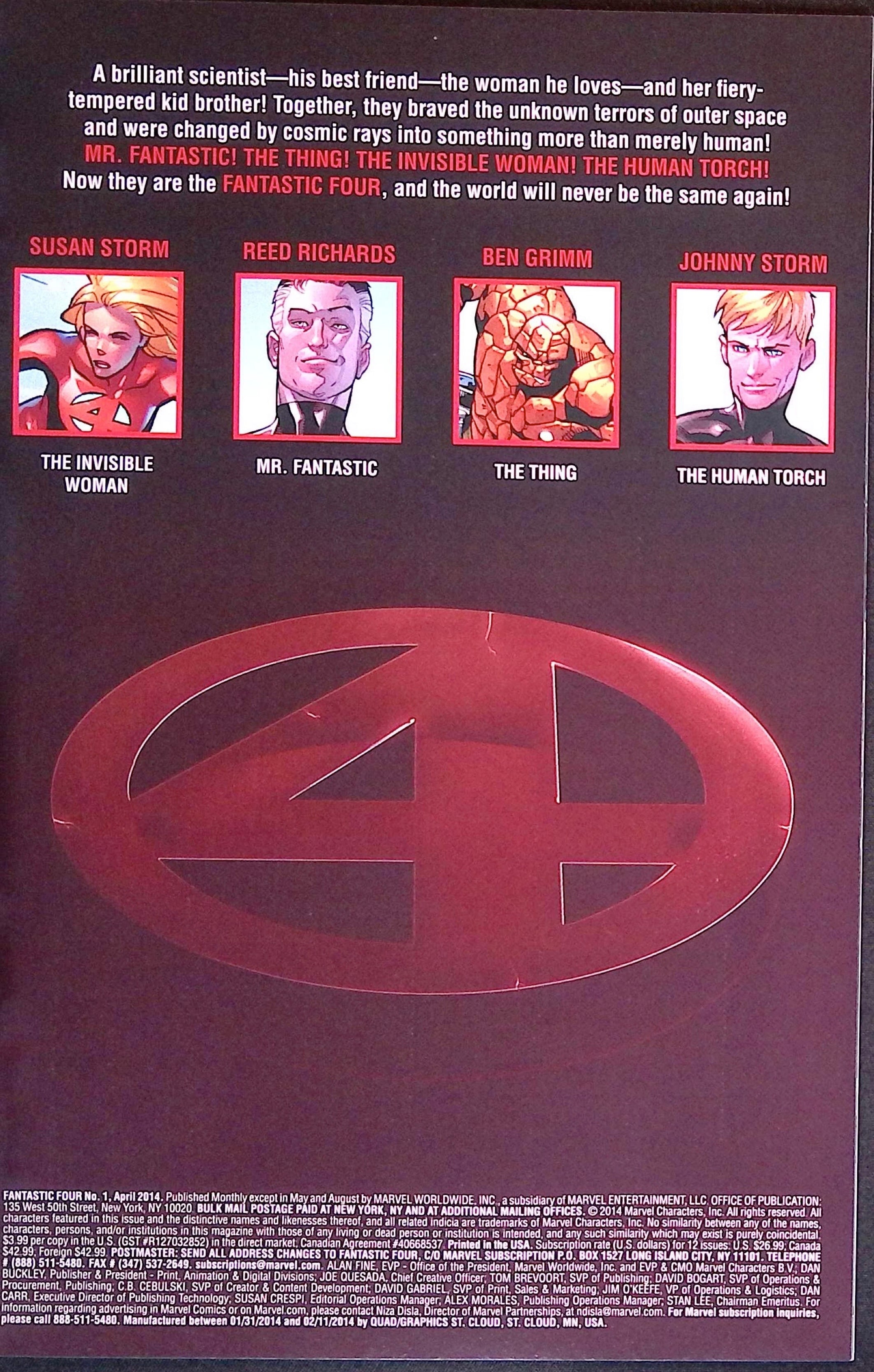 Fantastic Four # 1 2014 NM-