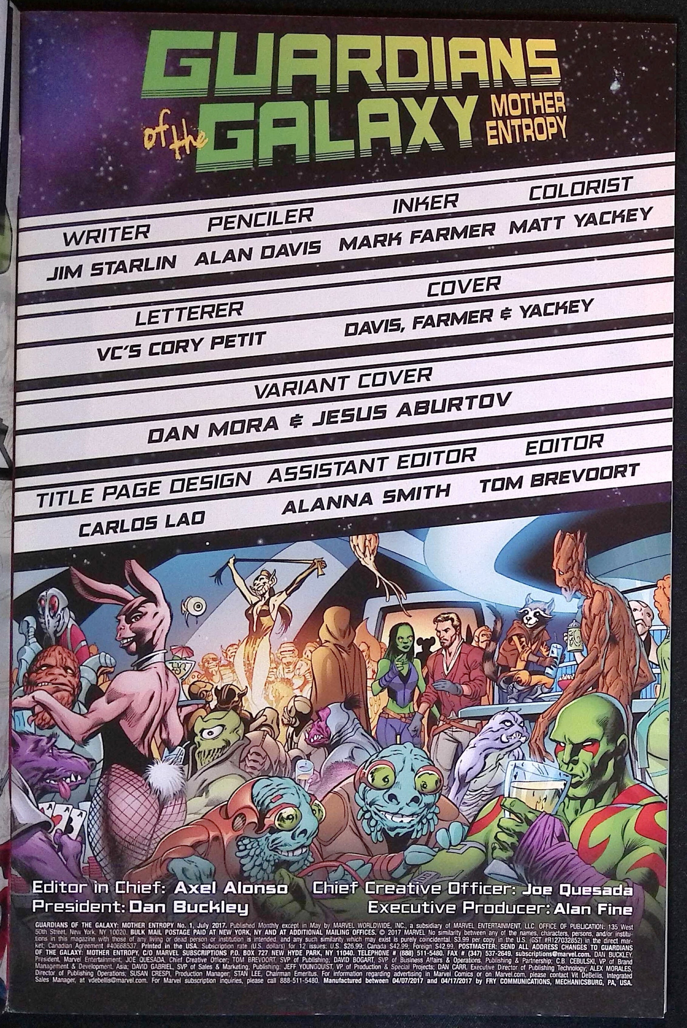 Guardians of the Galaxy: Mother Entropy # 1 2017 NM-