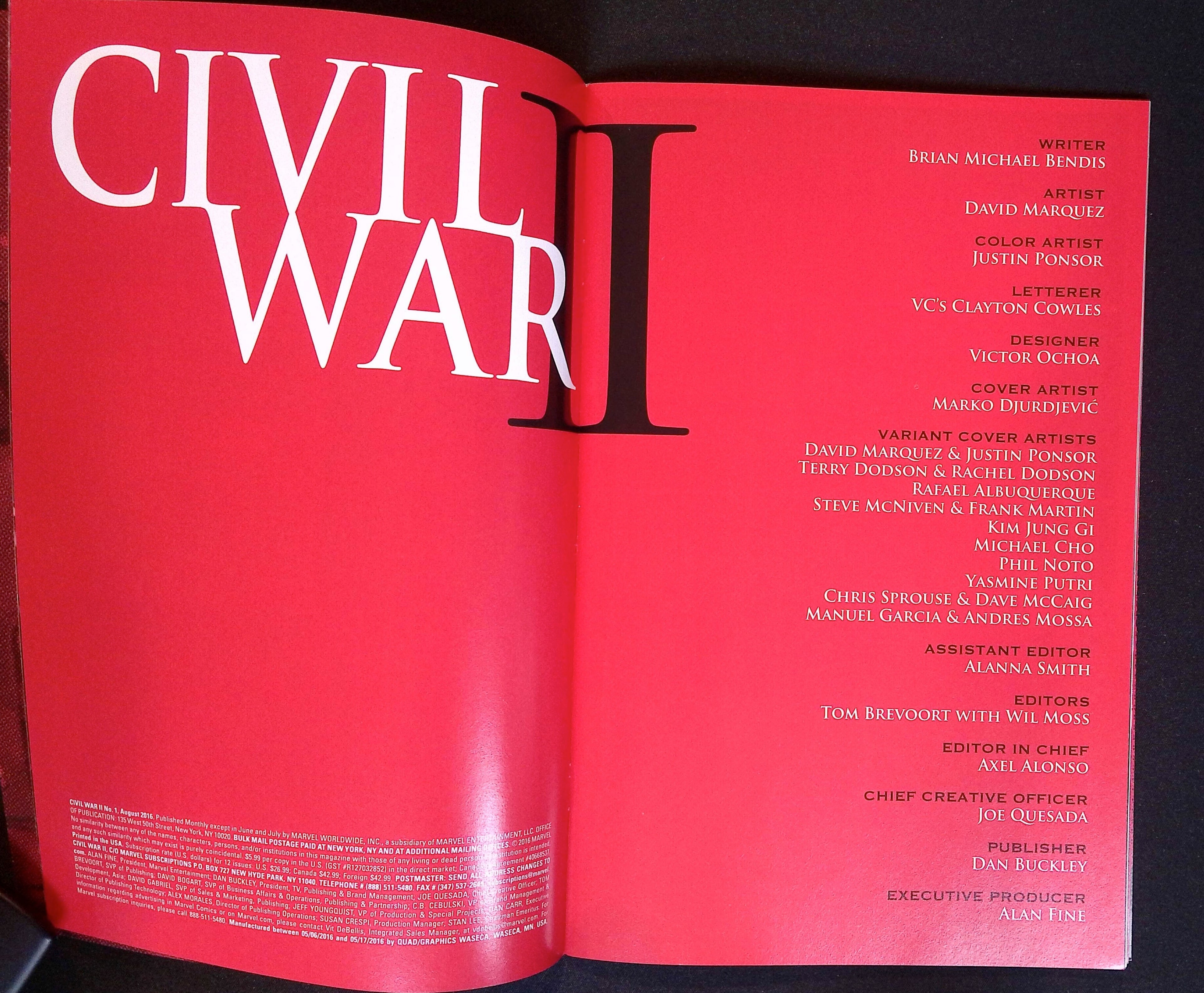 Civil War II # 1 2016 NM-