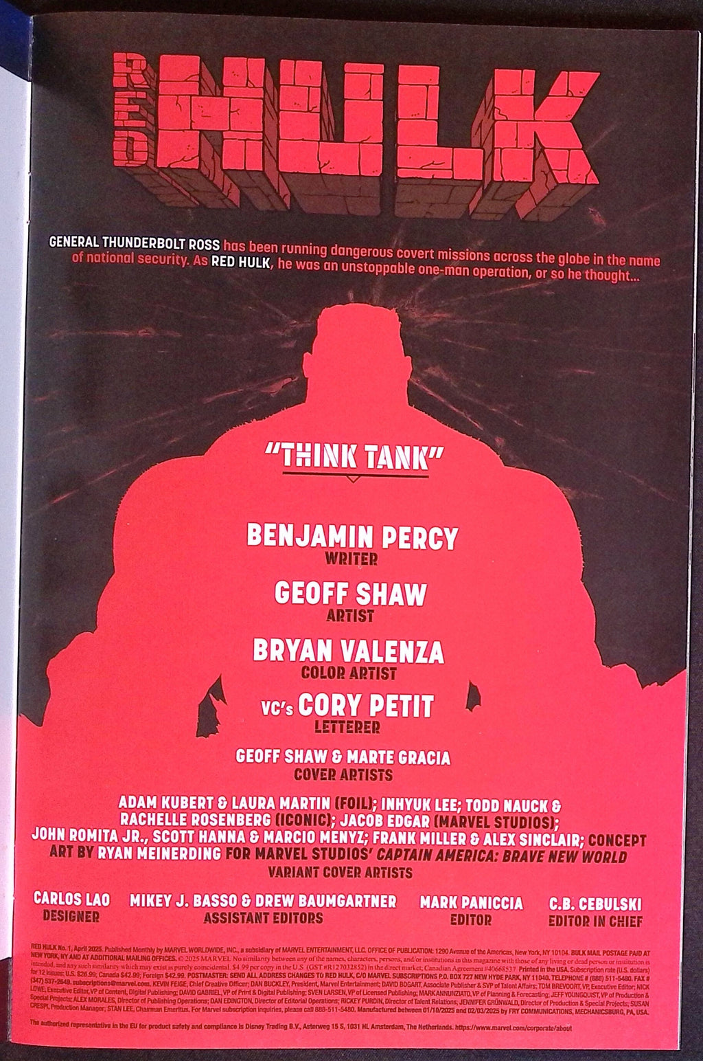 Red Hulk # 1 Foil Variant 2025 NM