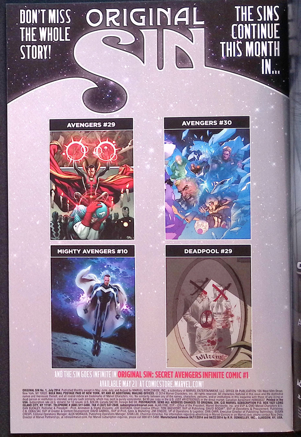 Original Sin # 1 2014 NM-