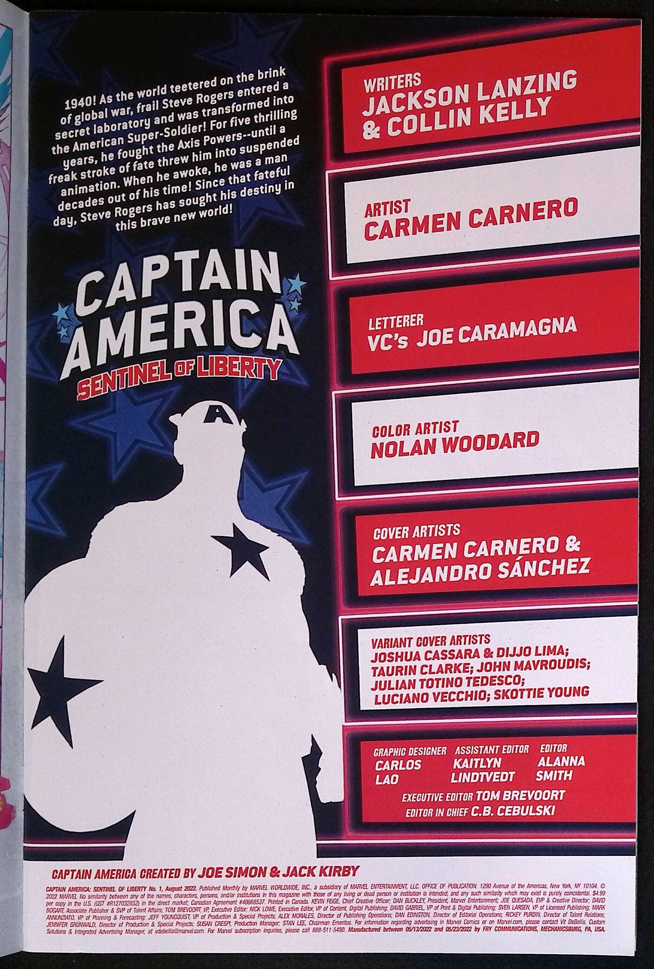 Captain America: Sentinel of Liberty # 1 2022 NM-