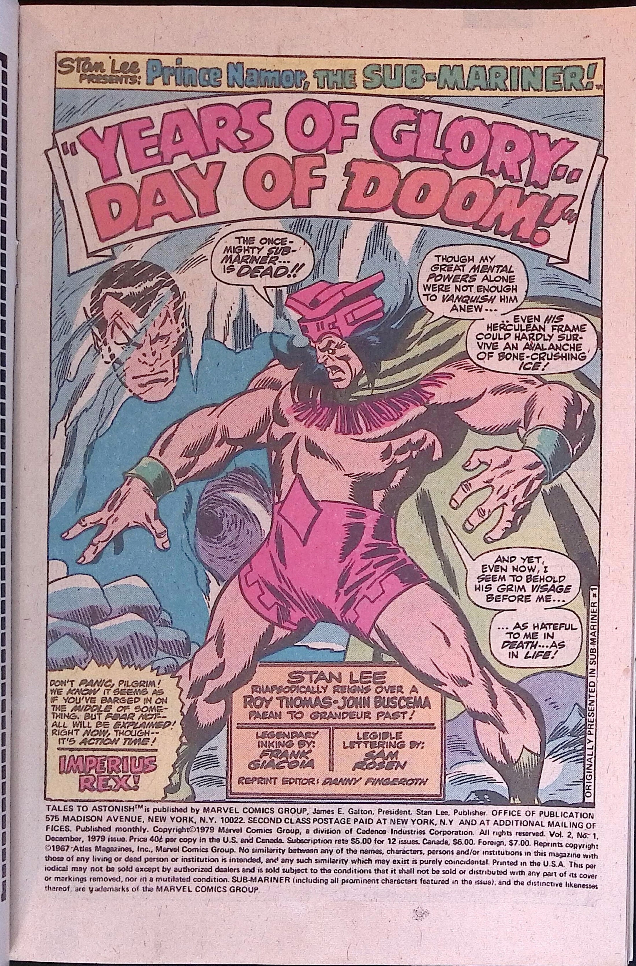 Tales to Astonish starring the Sub-Mariner # 1 1979 VF/NM