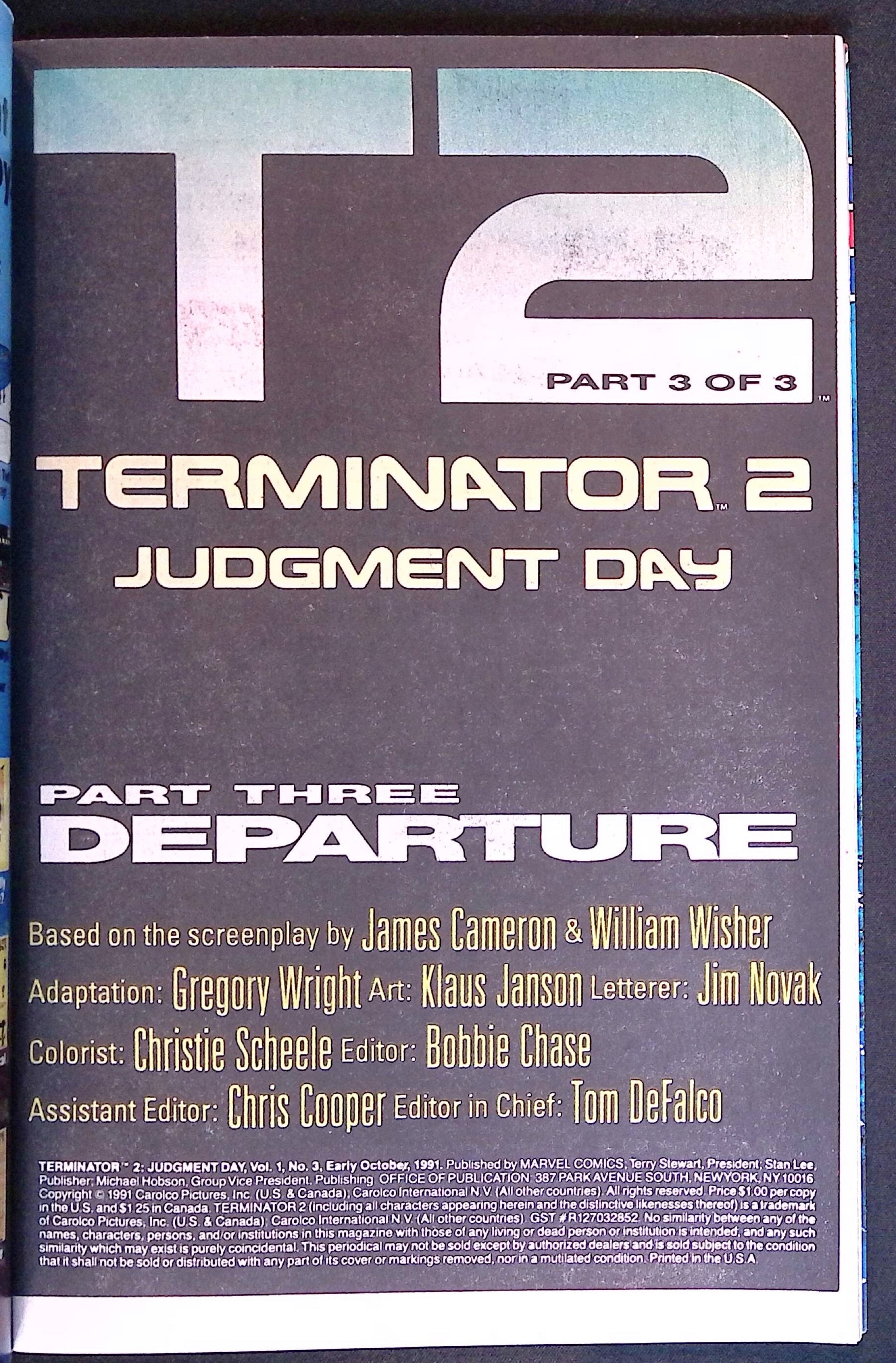 Terminator 2: Judgment Day # 3 1991 VF+