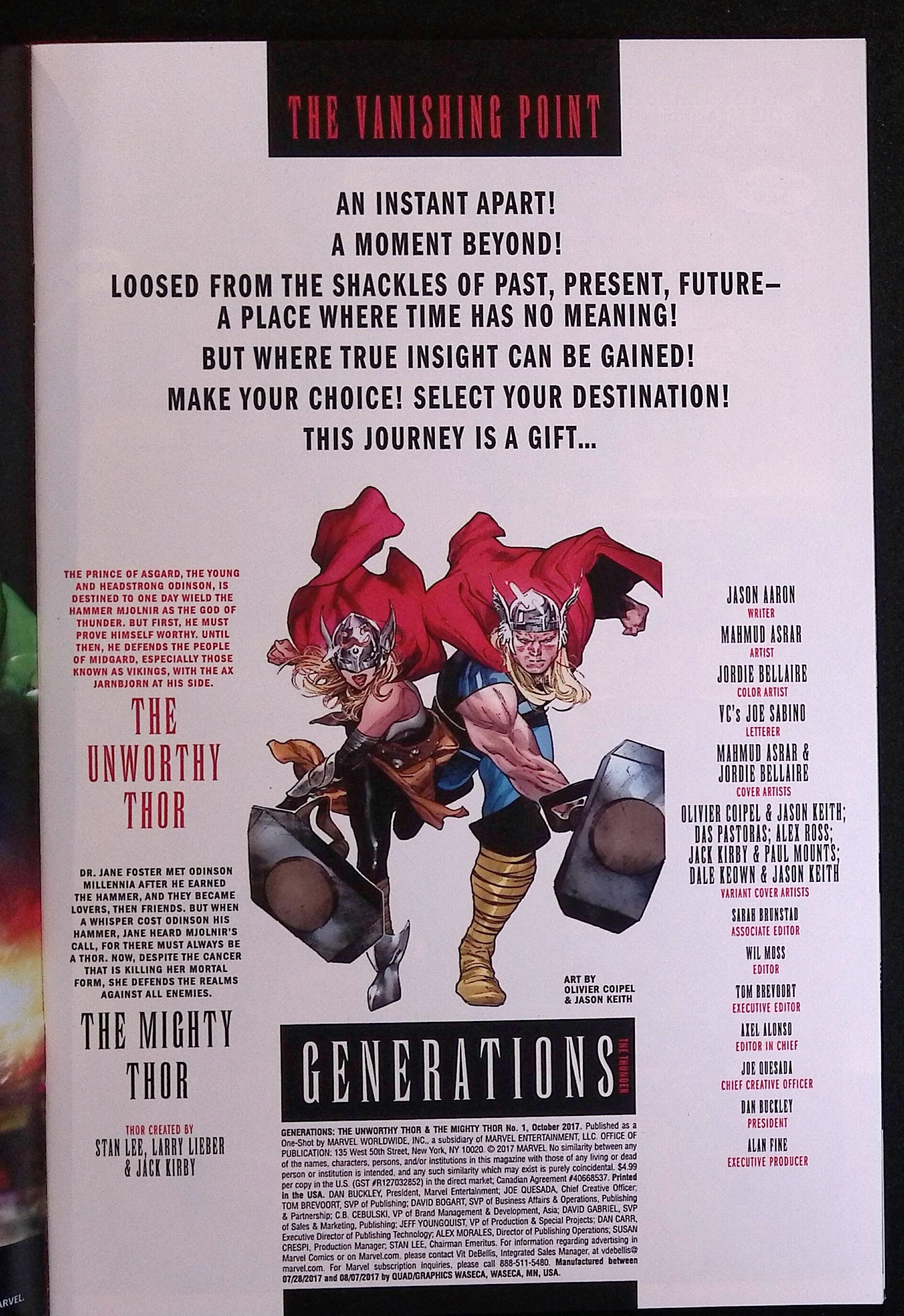 Generations: The Unworthy Thor & The Mighty Thor # 1 2017 NM-