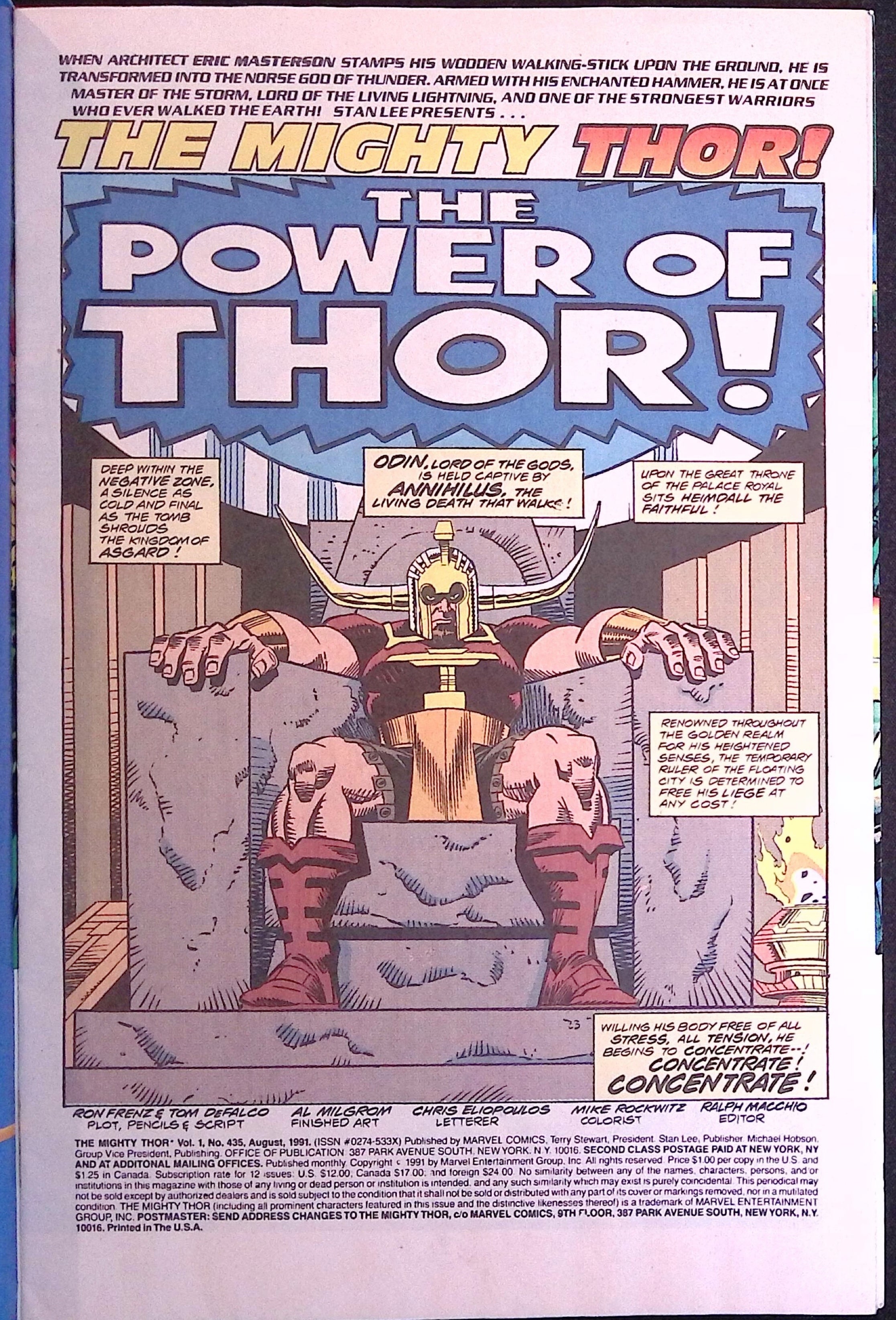 The Mighty Thor # 435 1991 VF+