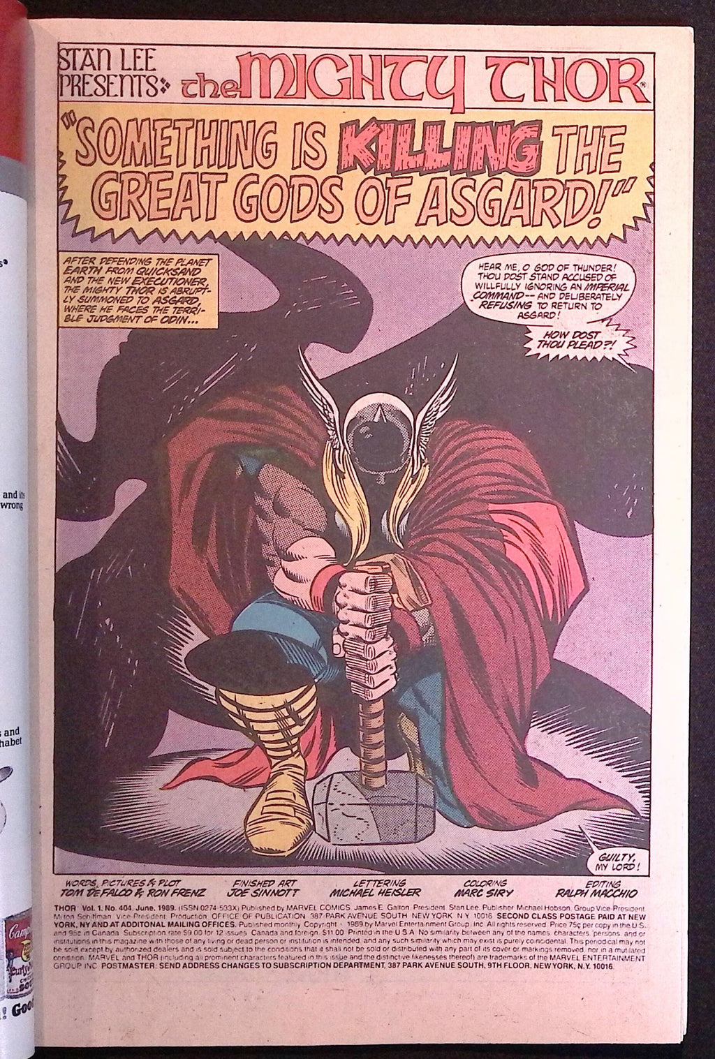 The Mighty Thor # 404 1989 NM-
