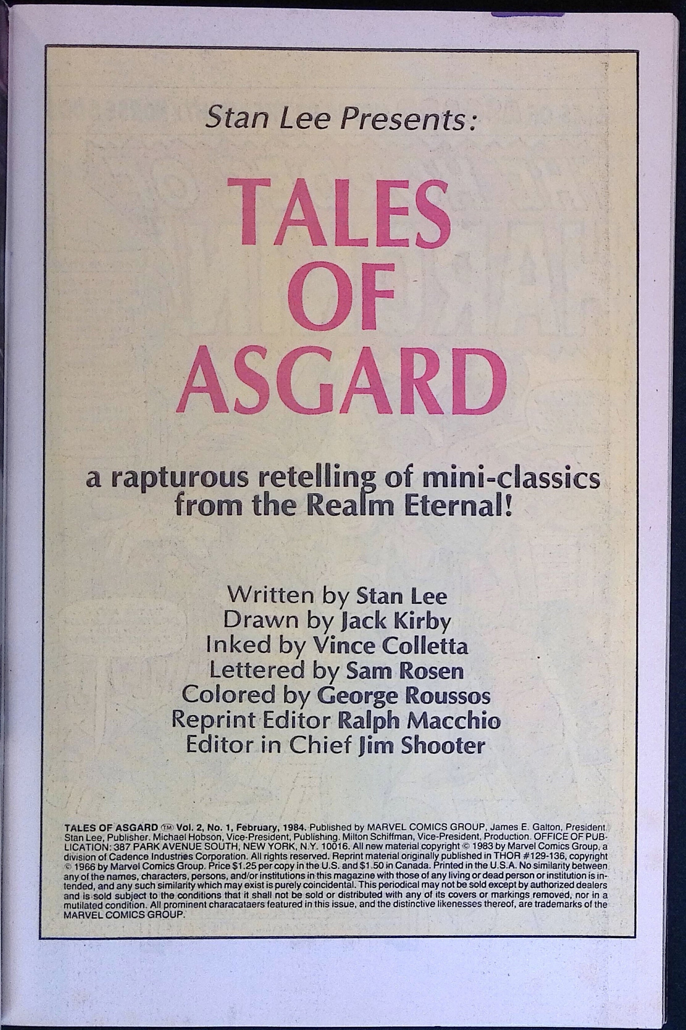 Tales of Asgard # 1 1983 NM-